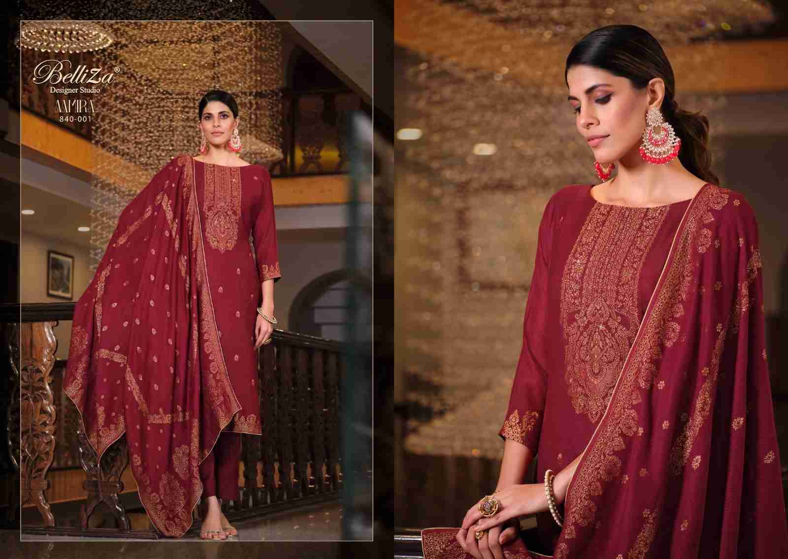 Aamira By Belliza 840-001 To 840-006 Series Beautiful Festive Suits Stylish Fancy Colorful Casual Wear & Ethnic Wear Pure Viscose Pashmina Dresses At Wholesale Price