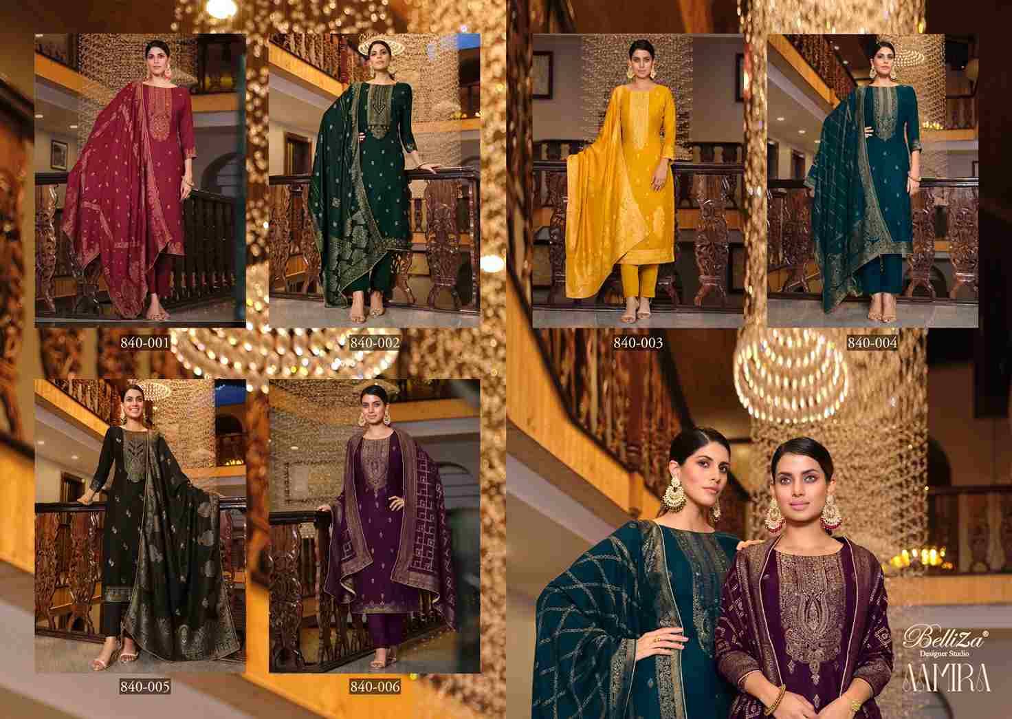 Aamira By Belliza 840-001 To 840-006 Series Beautiful Festive Suits Stylish Fancy Colorful Casual Wear & Ethnic Wear Pure Viscose Pashmina Dresses At Wholesale Price