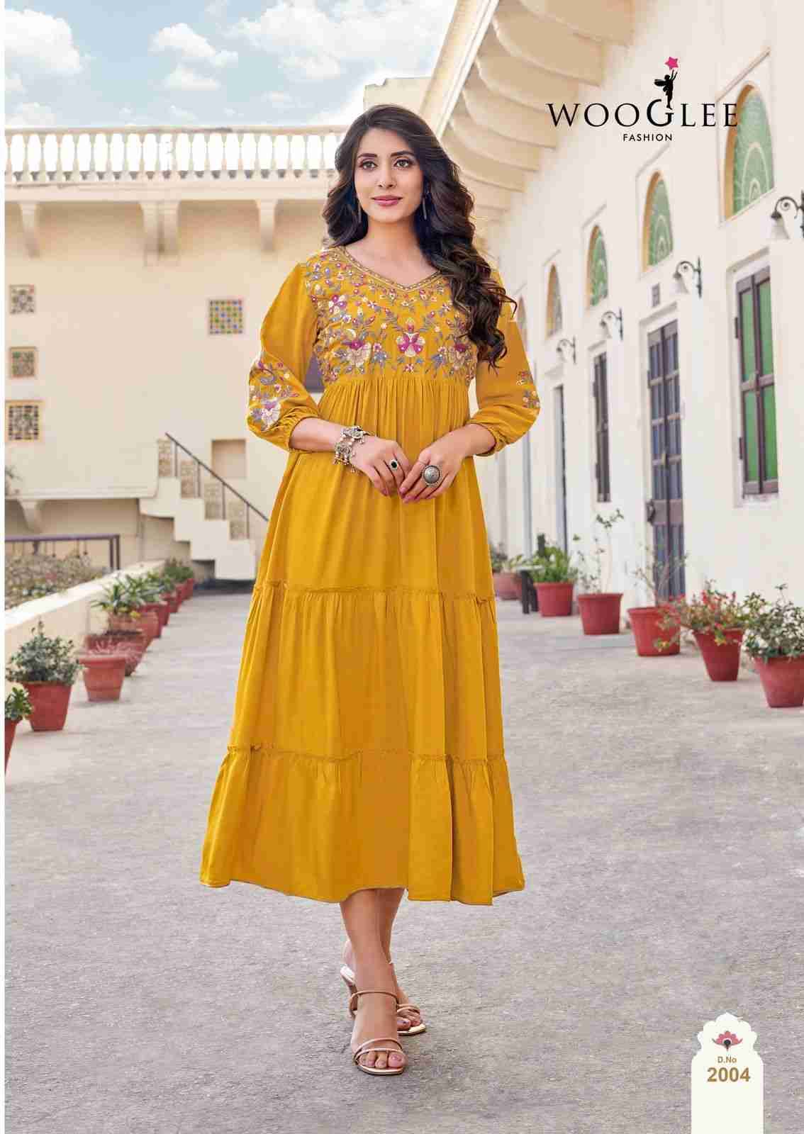 Aanchal By Wooglee 2001 To 2005 Series Designer Stylish Fancy Colorful Beautiful Party Wear & Ethnic Wear Collection Heavy Rayon Kurtis At Wholesale Price