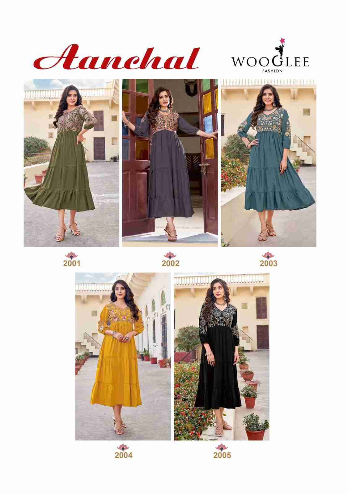 Aanchal By Wooglee 2001 To 2005 Series Designer Stylish Fancy Colorful Beautiful Party Wear & Ethnic Wear Collection Heavy Rayon Kurtis At Wholesale Price