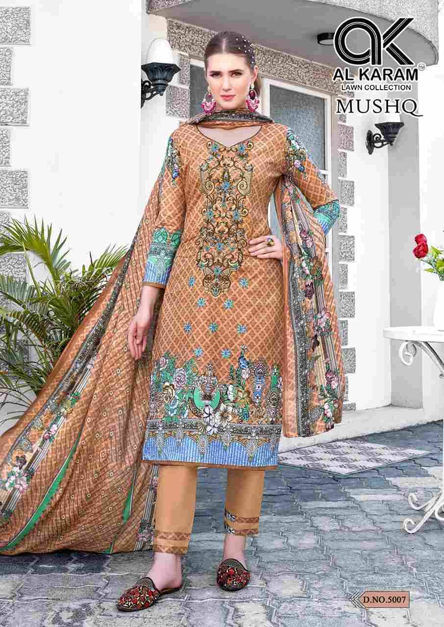 Mushq Vol-5 By Al Karam Lawn Collection 5001 To 5008 Series Designer Festive Suits Beautiful Stylish Fancy Colorful Party Wear & Occasional Wear Pure Lawn Print Dresses At Wholesale Price