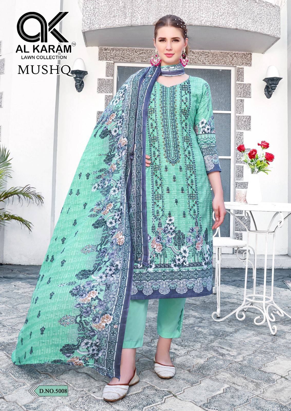 Mushq Vol-5 By Al Karam Lawn Collection 5001 To 5008 Series Designer Festive Suits Beautiful Stylish Fancy Colorful Party Wear & Occasional Wear Pure Lawn Print Dresses At Wholesale Price