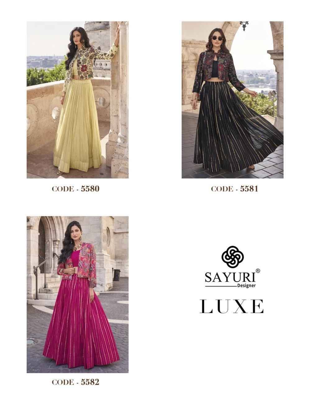 Luxe By Sayuri 5580 To 5582 Series Designer Beautiful Festive Collection Occasional Wear & Party Wear Chinnon Silk Lehengas At Wholesale Price