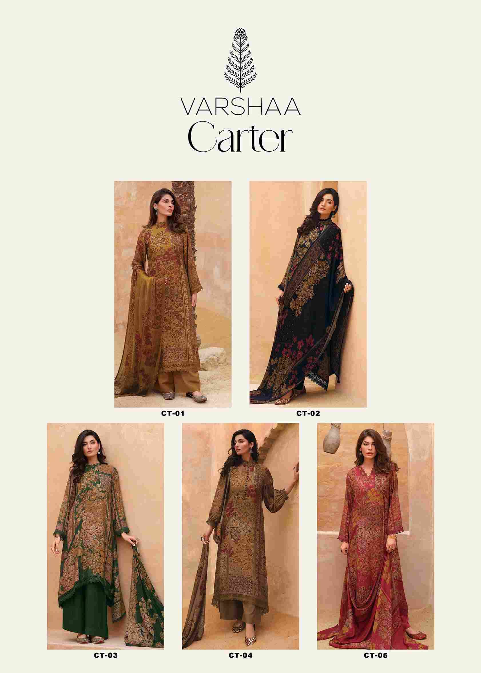 Carter By Varsha 01 To 05 Series Beautiful Festive Suits Colorful Stylish Fancy Casual Wear & Ethnic Wear Satin With Work Dresses At Wholesale Price