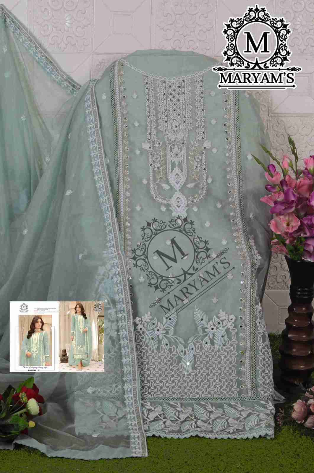 Maryams 182 Colours By Maryams 182-A To 182-D Series Pakistani Suits Beautiful Fancy Colorful Stylish Party Wear & Occasional Wear Organza Silk Embroidery Dresses At Wholesale Price