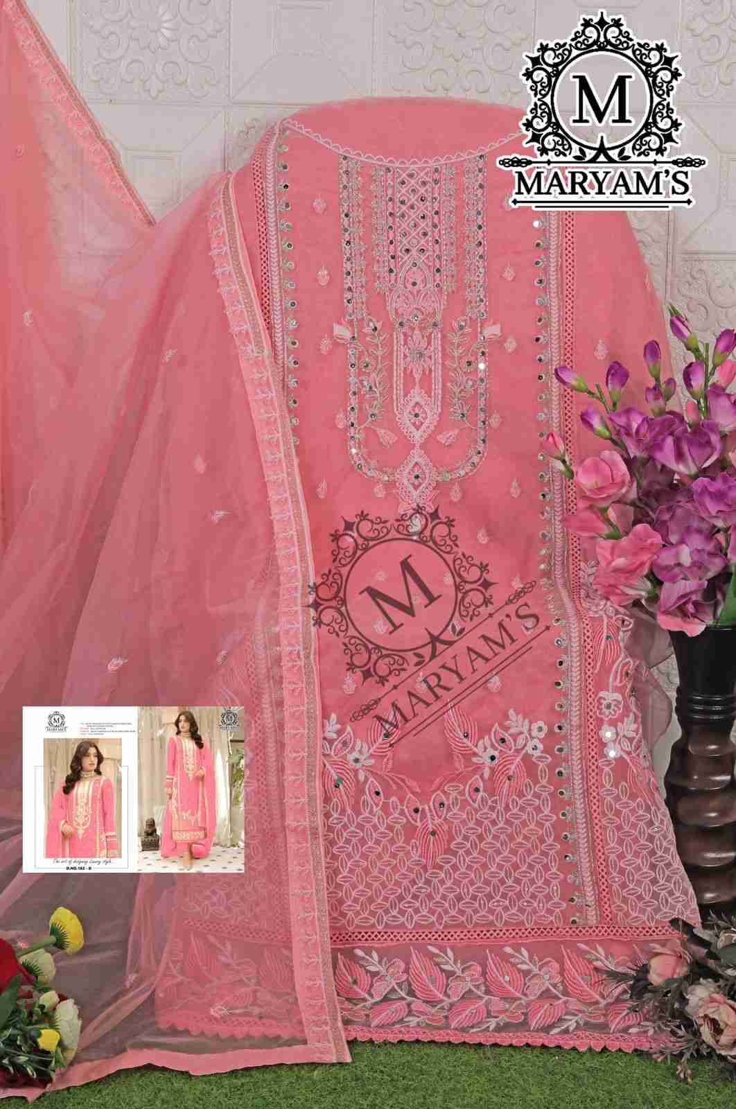 Maryams 182 Colours By Maryams 182-A To 182-D Series Pakistani Suits Beautiful Fancy Colorful Stylish Party Wear & Occasional Wear Organza Silk Embroidery Dresses At Wholesale Price