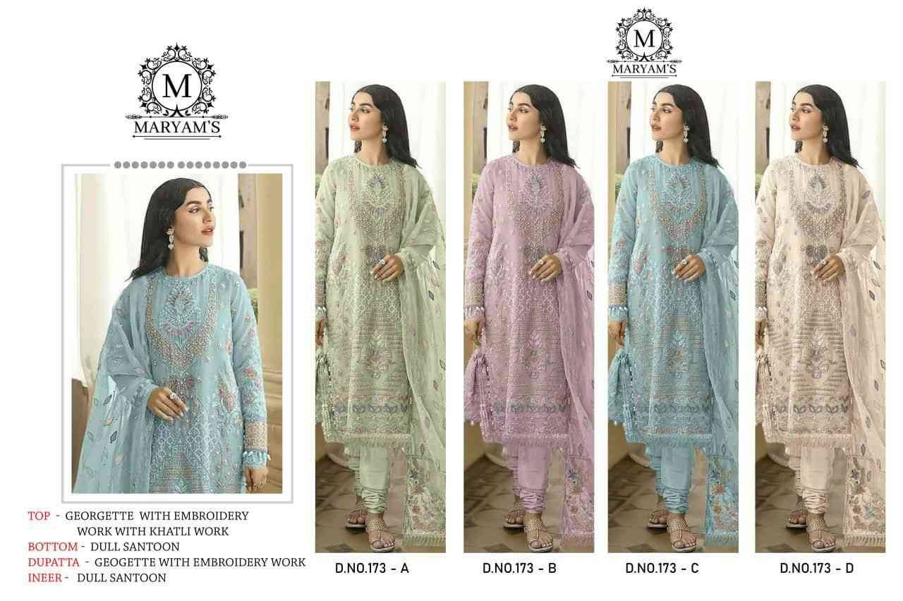 Maryams 173 Colours By Maryams 173-A To 173-D Series Pakistani Suits Beautiful Fancy Colorful Stylish Party Wear & Occasional Wear Georgette Embroidery Dresses At Wholesale Price