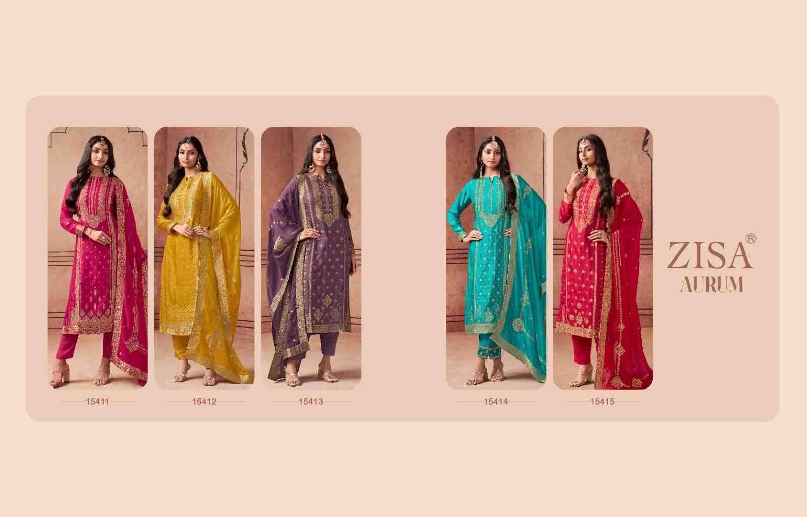 Aurum By Zisa 15411 To 15415 Series Beautiful Festive Suits Stylish Fancy Colorful Casual Wear & Ethnic Wear Tabby Silk Dresses At Wholesale Price