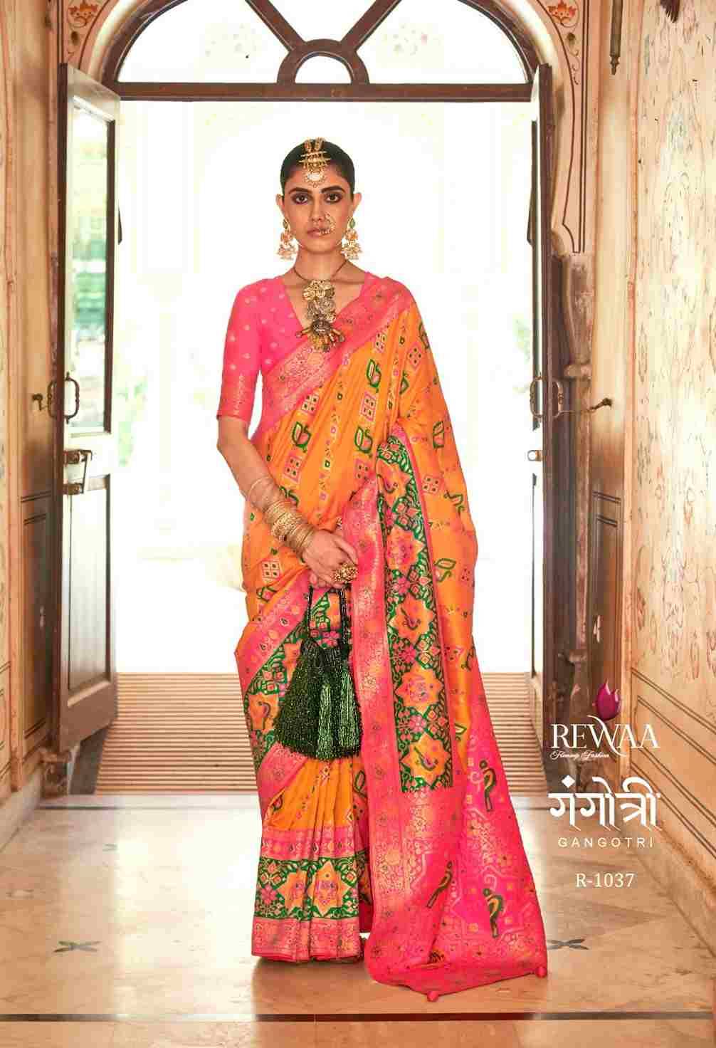 Gangotri By Rewaa 1034 To 1045 Series Indian Traditional Wear Collection Beautiful Stylish Fancy Colorful Party Wear & Occasional Wear Vichitra Silk Sarees At Wholesale Price