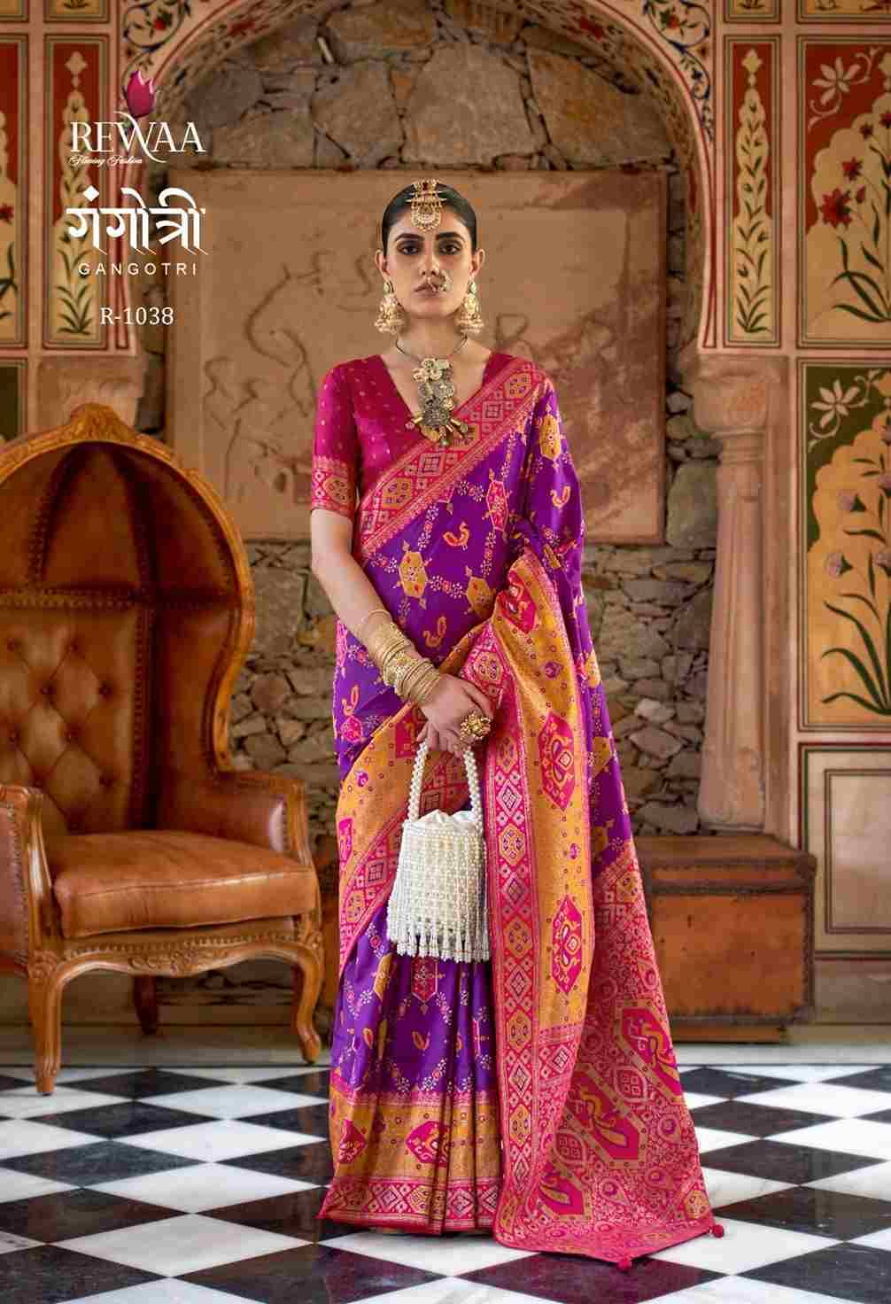 Gangotri By Rewaa 1034 To 1045 Series Indian Traditional Wear Collection Beautiful Stylish Fancy Colorful Party Wear & Occasional Wear Vichitra Silk Sarees At Wholesale Price