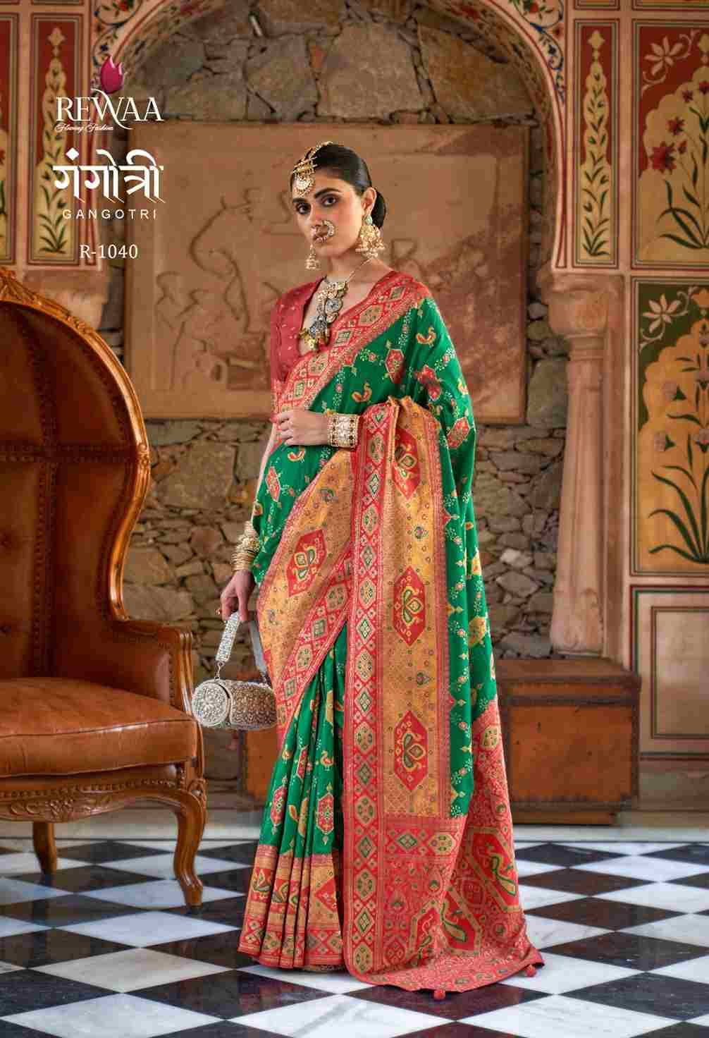 Gangotri By Rewaa 1034 To 1045 Series Indian Traditional Wear Collection Beautiful Stylish Fancy Colorful Party Wear & Occasional Wear Vichitra Silk Sarees At Wholesale Price