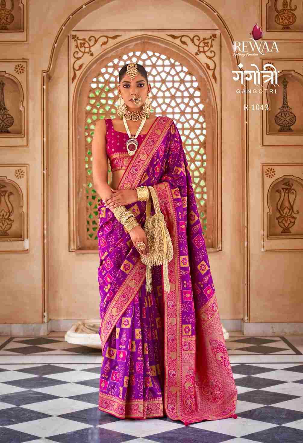 Gangotri By Rewaa 1034 To 1045 Series Indian Traditional Wear Collection Beautiful Stylish Fancy Colorful Party Wear & Occasional Wear Vichitra Silk Sarees At Wholesale Price