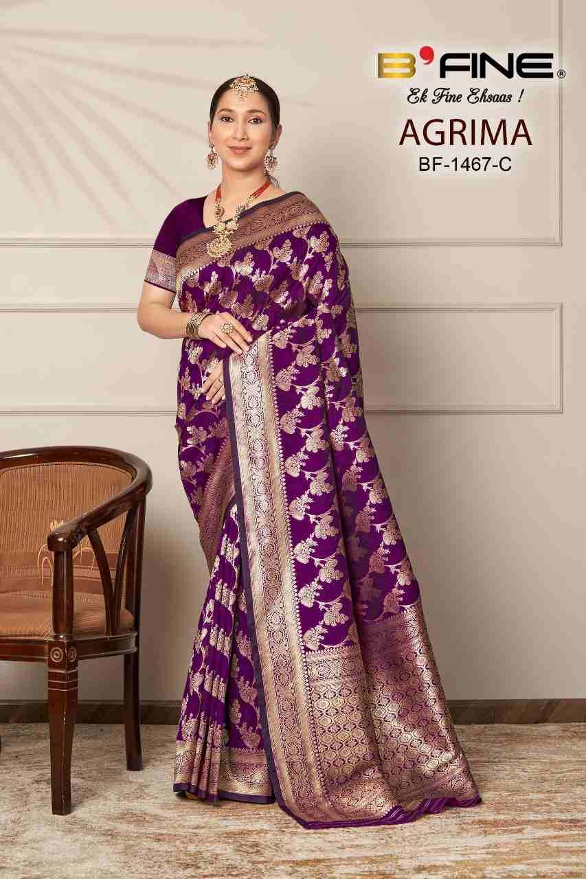 Agrima By BFine 1467-A To 1467-D Series Indian Traditional Wear Collection Beautiful Stylish Fancy Colorful Party Wear & Occasional Wear Silk Sarees At Wholesale Price