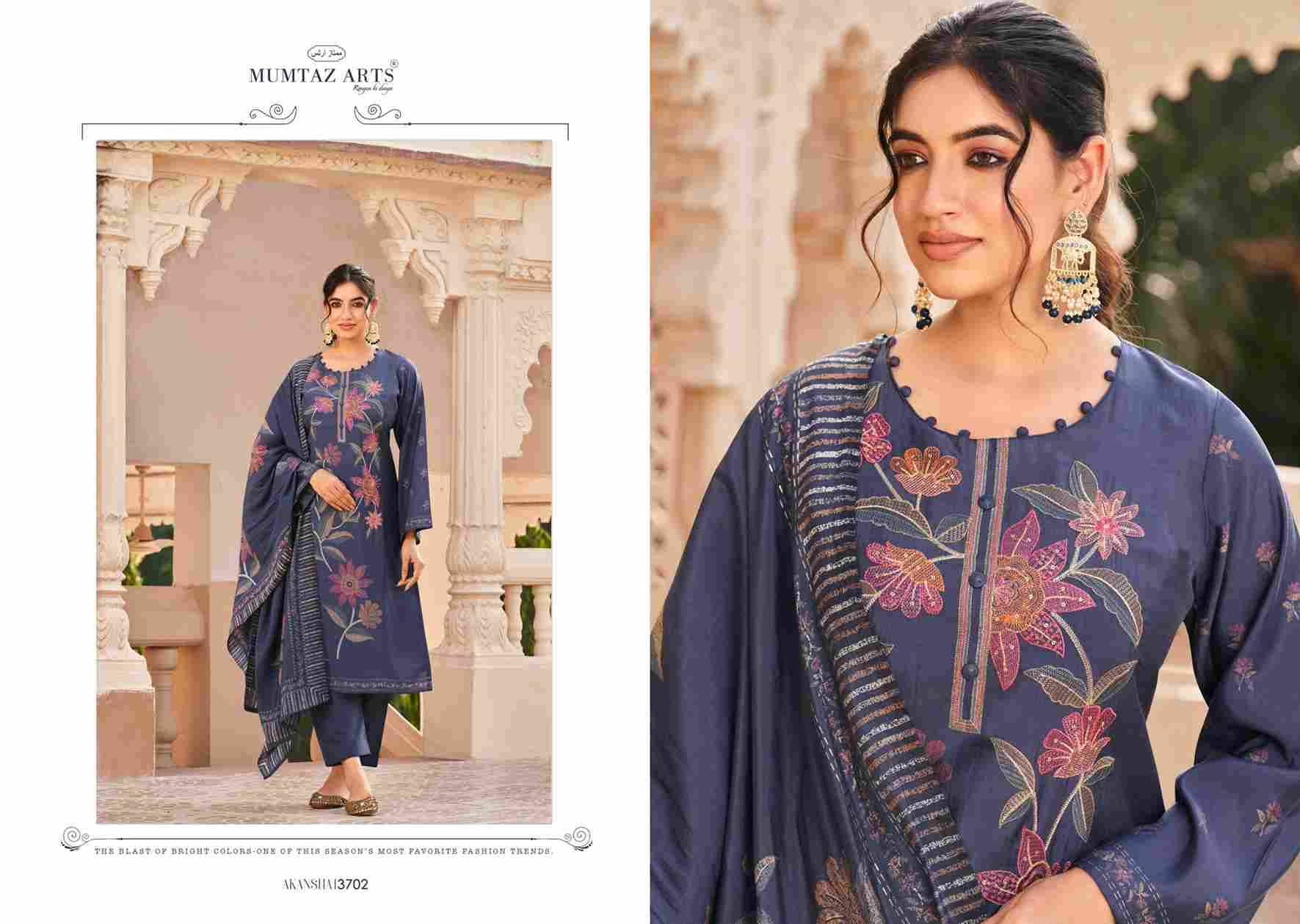 Akansha By Mumtaz Arts 3701 To 3706 Series Beautiful Festive Suits Colorful Stylish Fancy Casual Wear & Ethnic Wear Pure Muslin Print Dresses At Wholesale Price