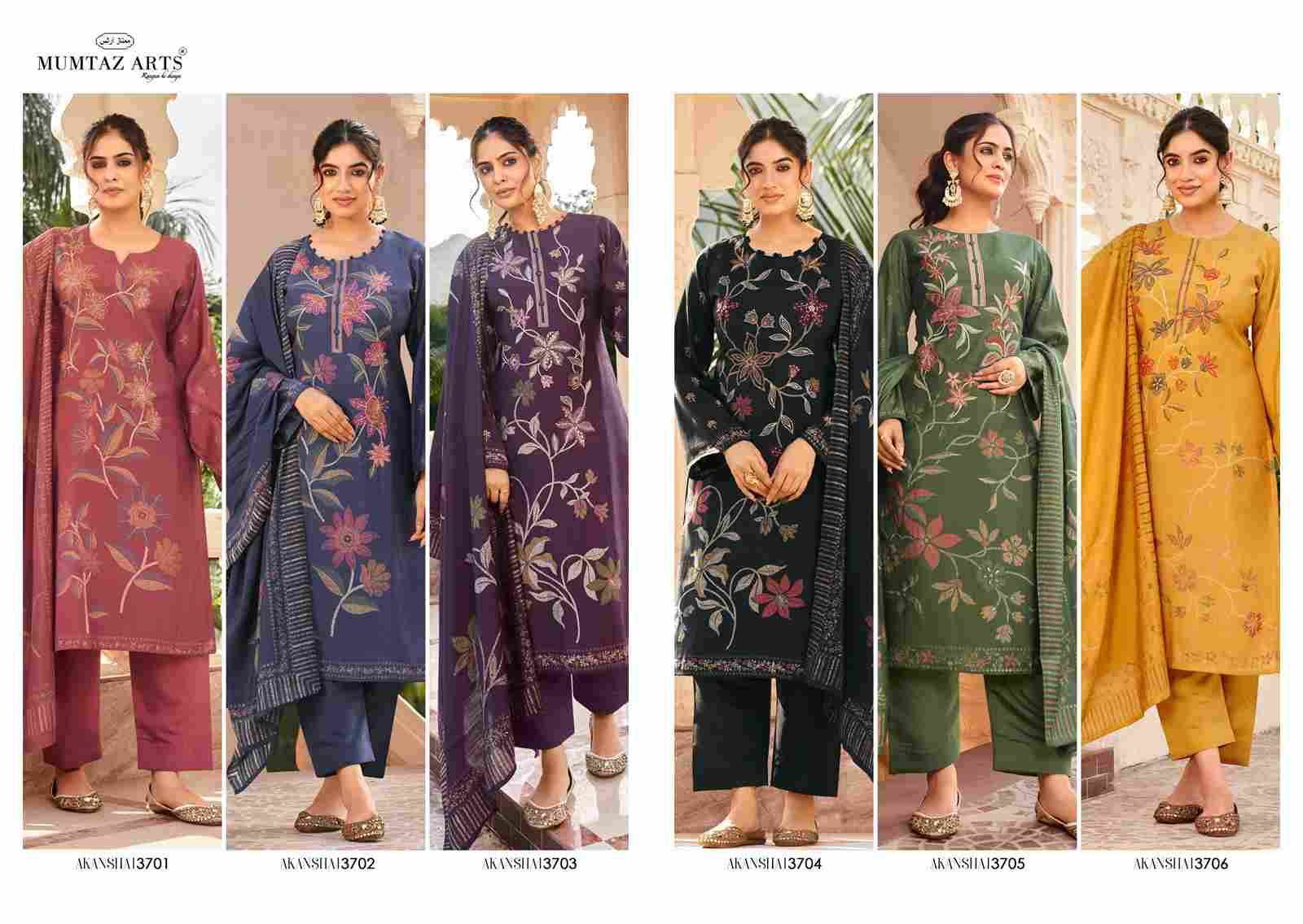 Akansha By Mumtaz Arts 3701 To 3706 Series Beautiful Festive Suits Colorful Stylish Fancy Casual Wear & Ethnic Wear Pure Muslin Print Dresses At Wholesale Price