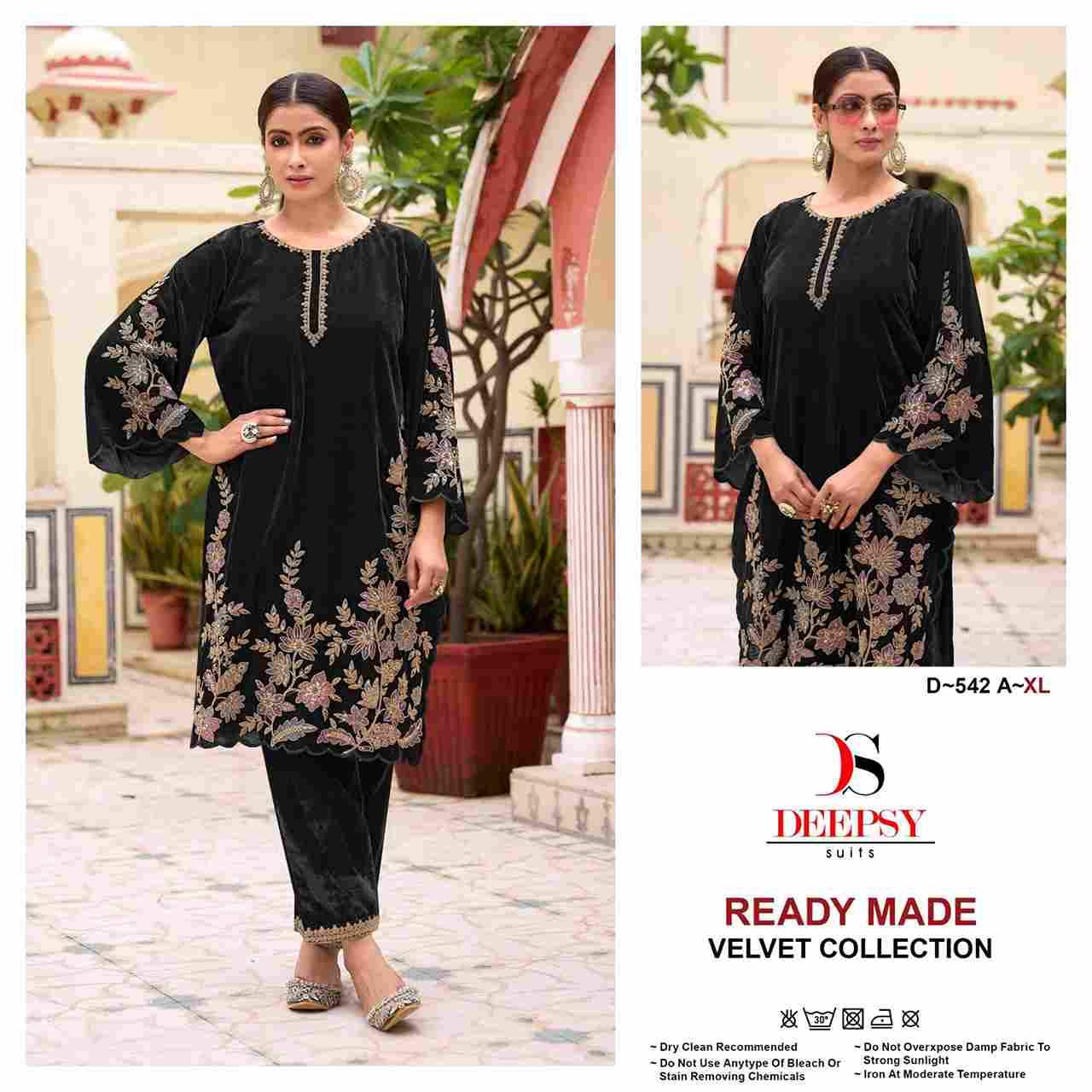 Deepsy Hit Design 542 Colours By Deepsy Suits 542-A To 542-D Series Designer Pakistani Suits Collection Beautiful Stylish Fancy Colorful Party Wear & Occasional Wear Velvet Kurtis With Bottom At Wholesale Price