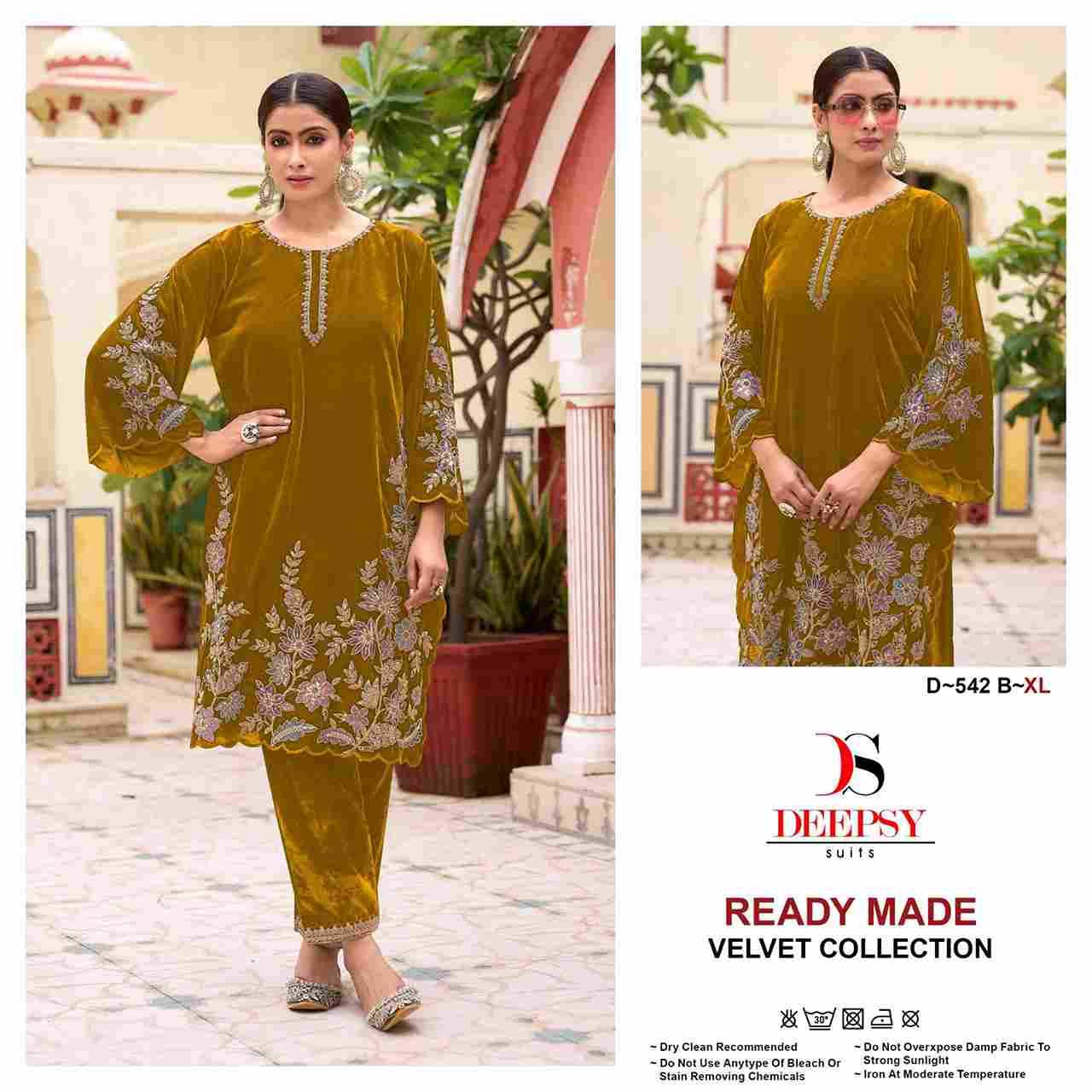 Deepsy Hit Design 542 Colours By Deepsy Suits 542-A To 542-D Series Designer Pakistani Suits Collection Beautiful Stylish Fancy Colorful Party Wear & Occasional Wear Velvet Kurtis With Bottom At Wholesale Price