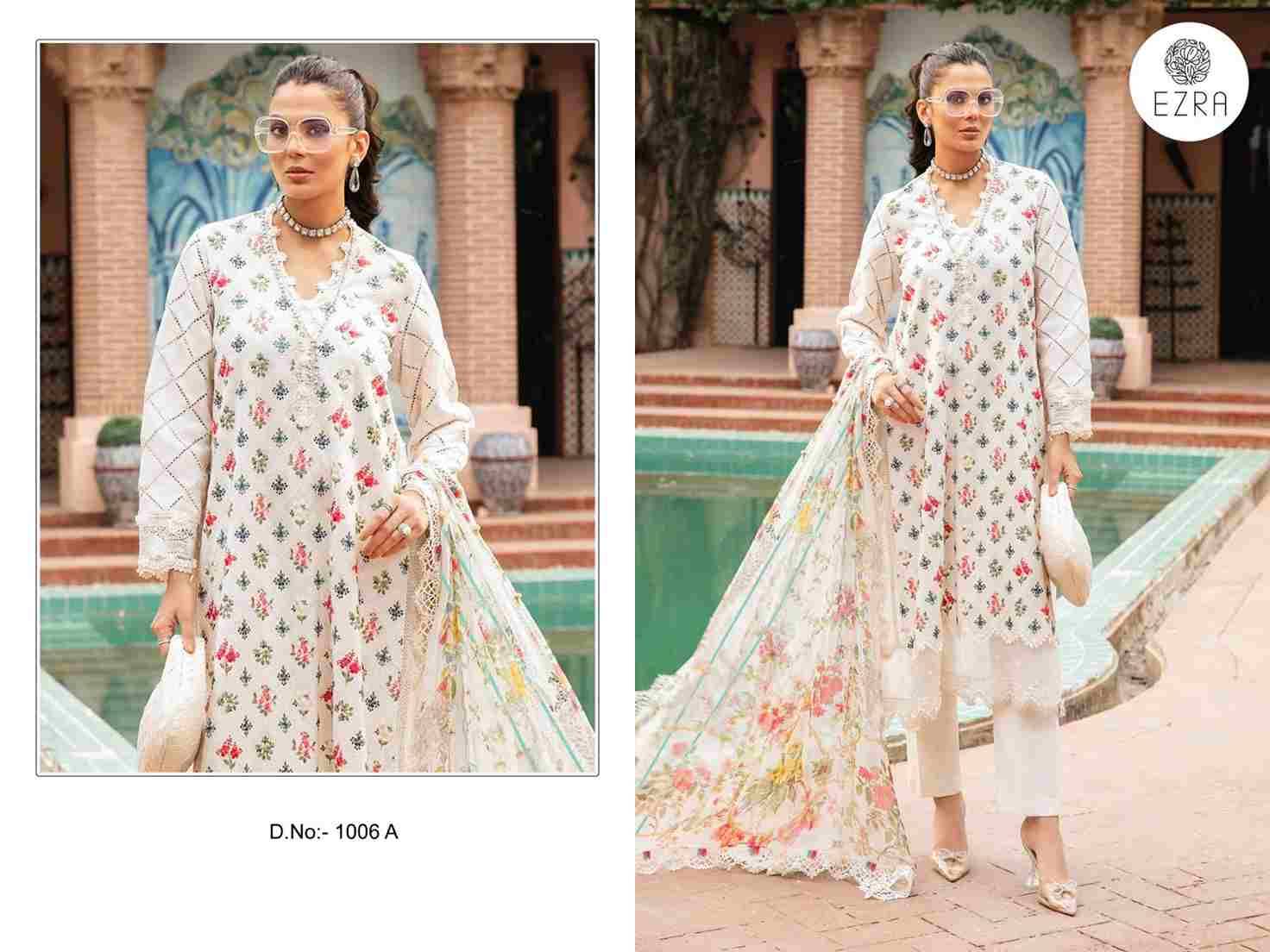 Ezra 1006 Colours By Ezra 1006-A To 1006-B Series Pakistani Suits Beautiful Fancy Colorful Stylish Party Wear & Occasional Wear Pure Cotton Embroidery Dresses At Wholesale Price