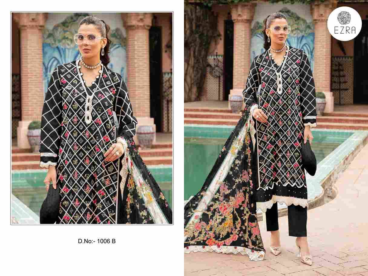 Ezra 1006 Colours By Ezra 1006-A To 1006-B Series Pakistani Suits Beautiful Fancy Colorful Stylish Party Wear & Occasional Wear Pure Cotton Embroidery Dresses At Wholesale Price