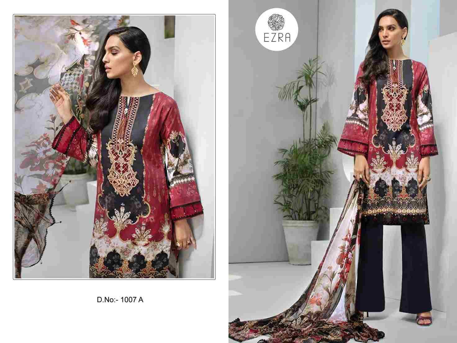 Ezra 1007 Colours By Ezra 1007-A To 1007-B Series Pakistani Suits Beautiful Fancy Colorful Stylish Party Wear & Occasional Wear Pure Cotton Embroidery Dresses At Wholesale Price