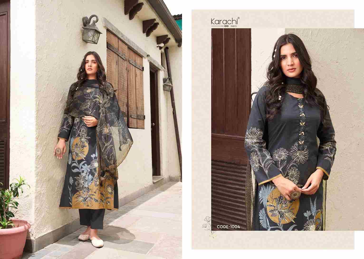 Bahara By Karachi Prints 1001 To 1006 Series Beautiful Festive Suits Colorful Stylish Fancy Casual Wear & Ethnic Wear Pure Jam Satin Print With Work Dresses At Wholesale Price