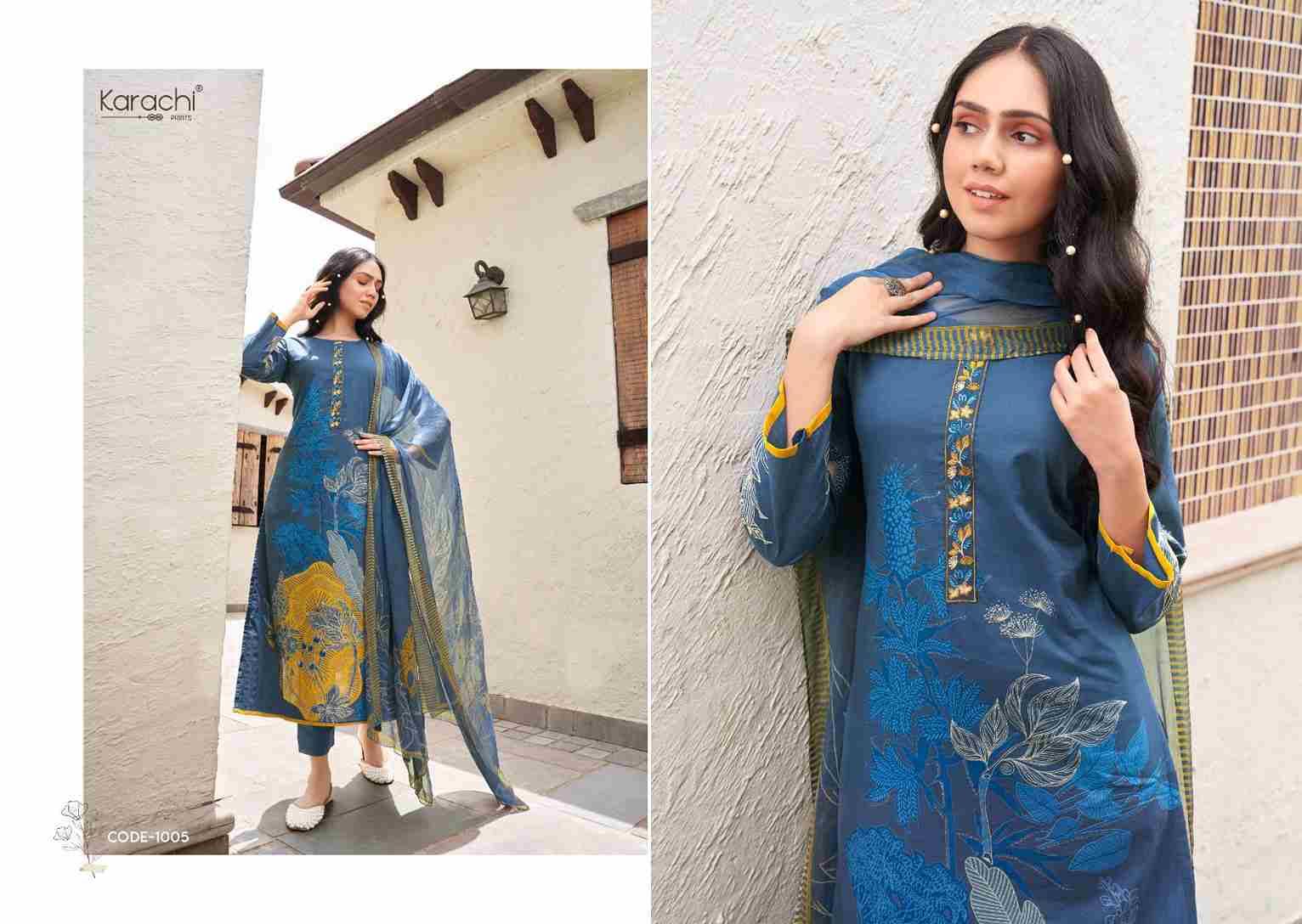 Bahara By Karachi Prints 1001 To 1006 Series Beautiful Festive Suits Colorful Stylish Fancy Casual Wear & Ethnic Wear Pure Jam Satin Print With Work Dresses At Wholesale Price