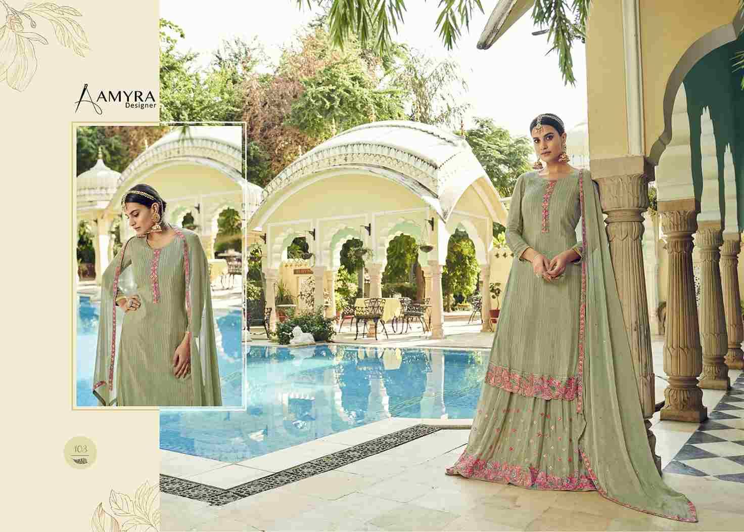 Niharika By Amyra Designer 101 To 104 Series Beautiful Stylish Sharara Suits Fancy Colorful Casual Wear & Ethnic Wear & Ready To Wear Heavy Georgette Embroidered Dresses At Wholesale Price