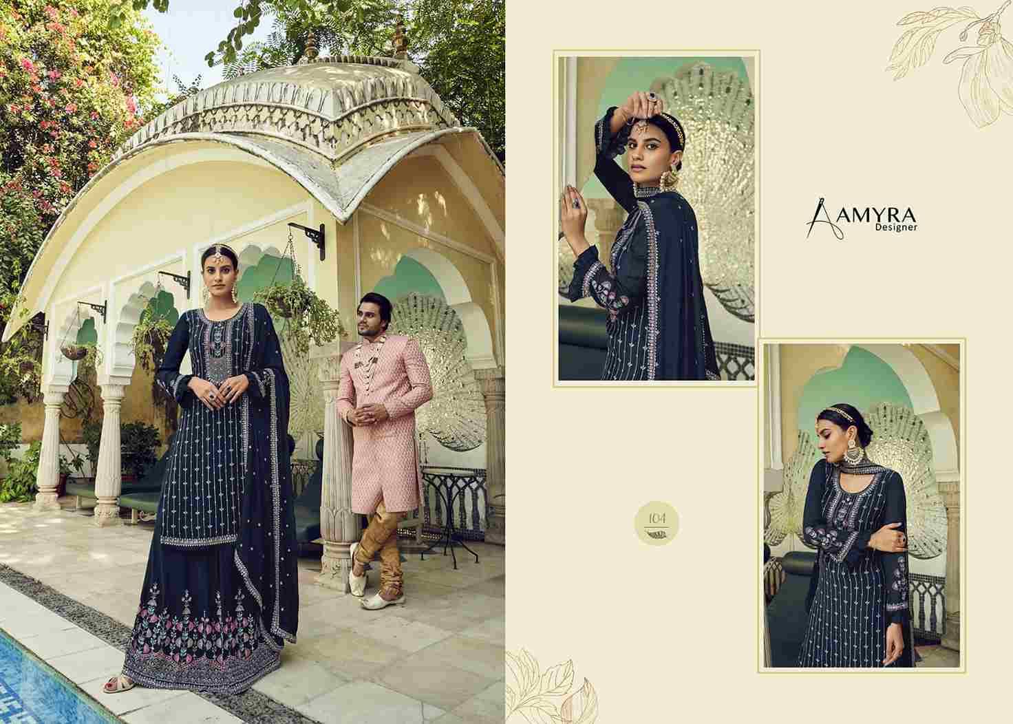 Niharika By Amyra Designer 101 To 104 Series Beautiful Stylish Sharara Suits Fancy Colorful Casual Wear & Ethnic Wear & Ready To Wear Heavy Georgette Embroidered Dresses At Wholesale Price