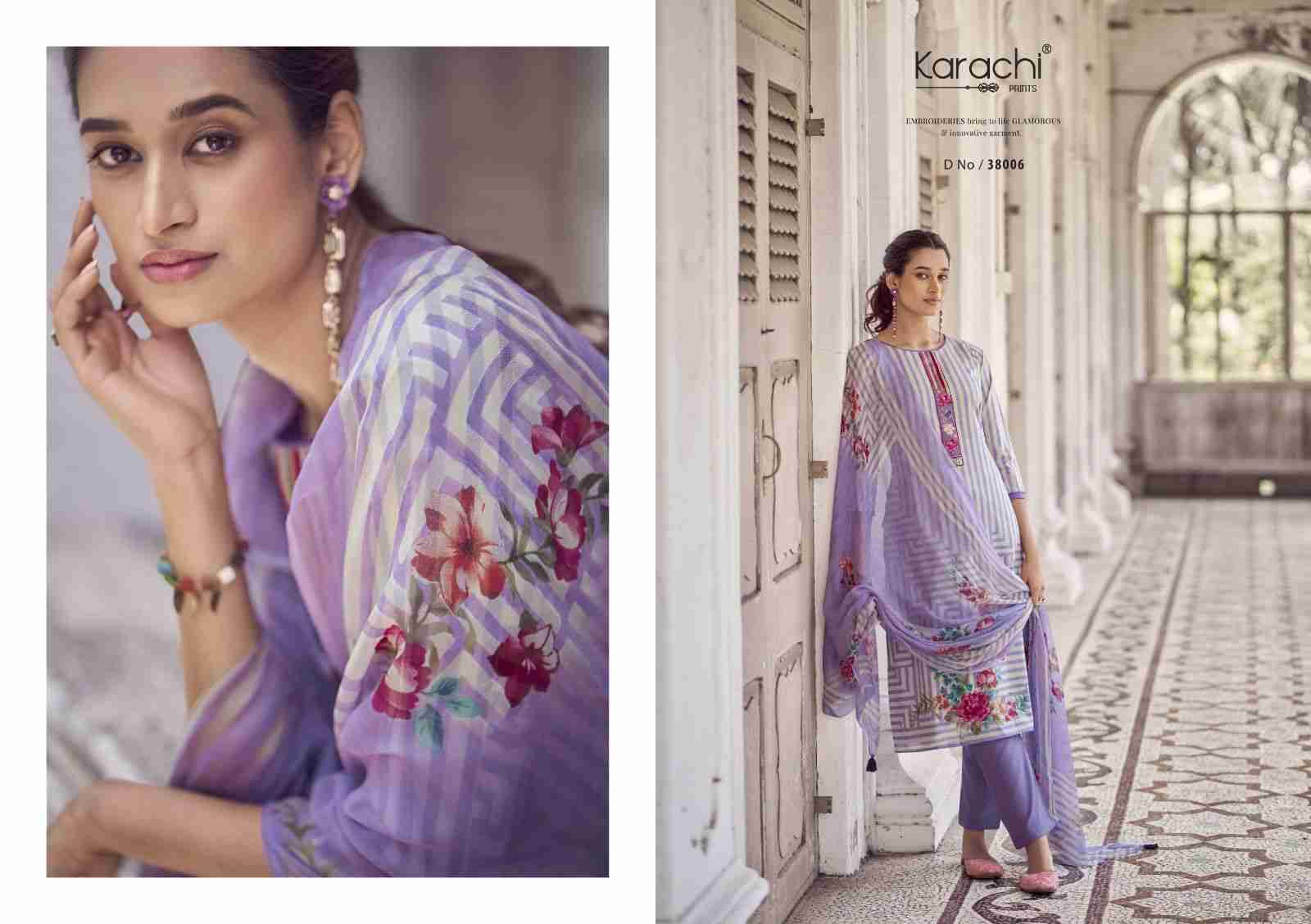 Flower Garden By Karachi Prints 38001 To 38006 Series Beautiful Festive Suits Colorful Stylish Fancy Casual Wear & Ethnic Wear Pure Cambric Print With Work Dresses At Wholesale Price