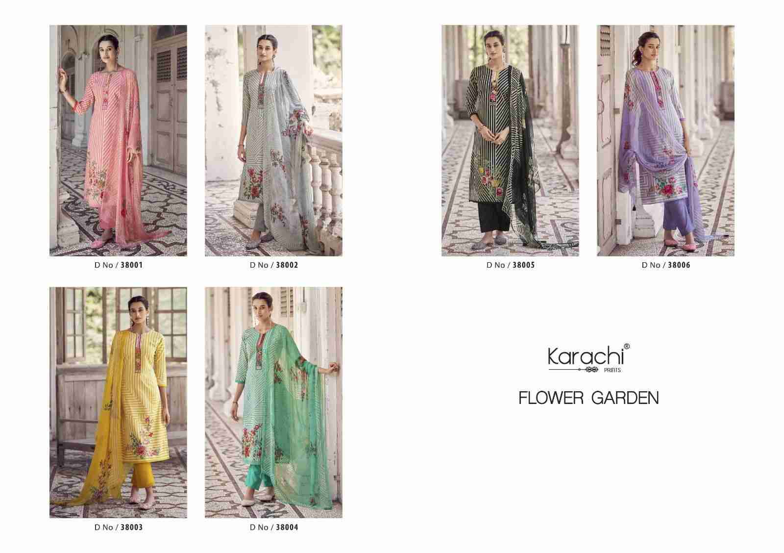 Flower Garden By Karachi Prints 38001 To 38006 Series Beautiful Festive Suits Colorful Stylish Fancy Casual Wear & Ethnic Wear Pure Cambric Print With Work Dresses At Wholesale Price