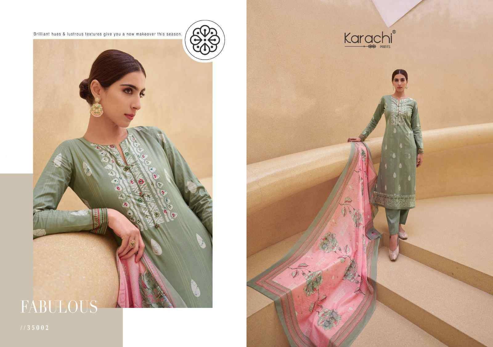 Amberlee By Karachi Prints 35001 To 35008 Series Beautiful Festive Suits Colorful Stylish Fancy Casual Wear & Ethnic Wear Pure Jam Satin Print With Work Dresses At Wholesale Price