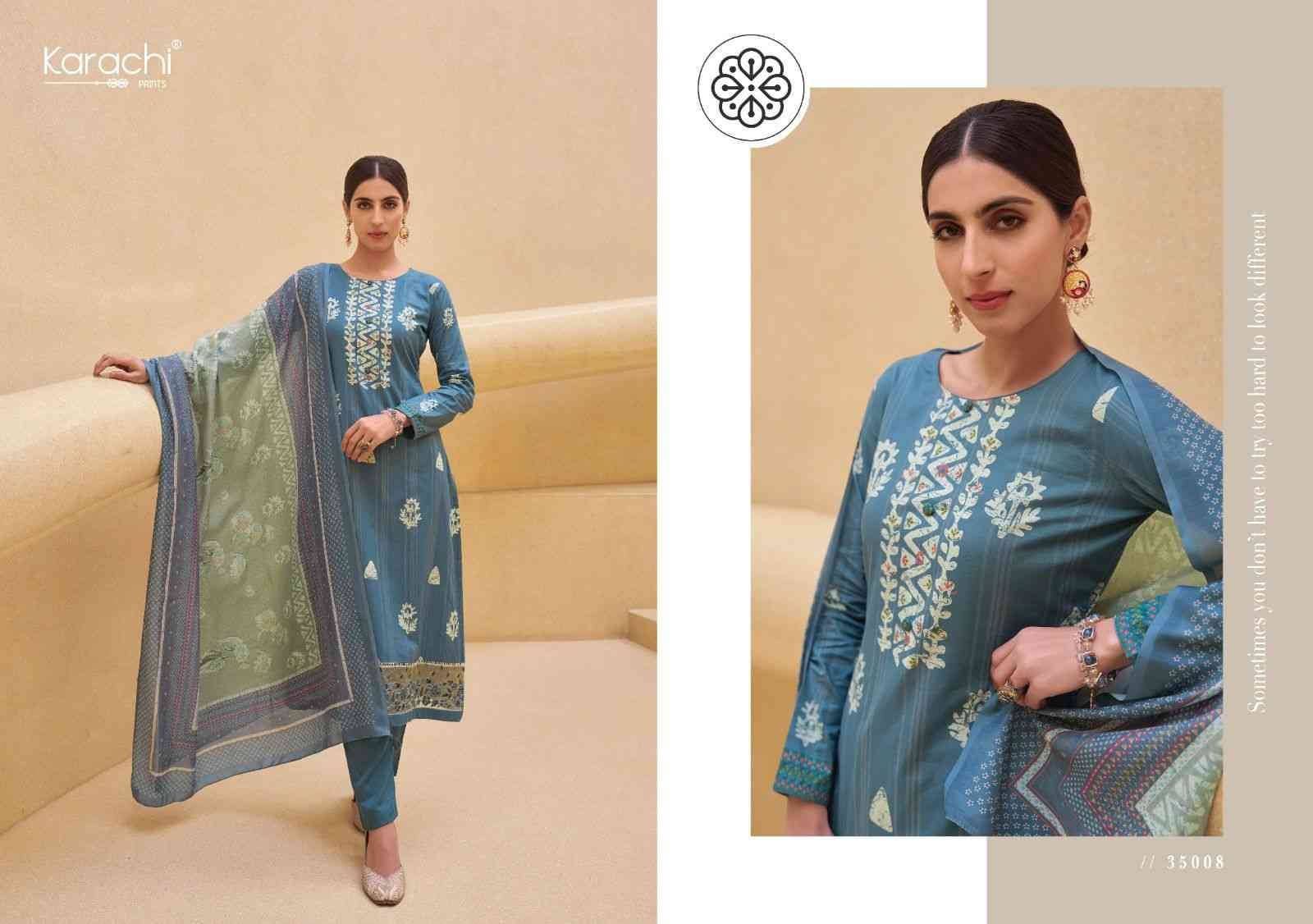 Amberlee By Karachi Prints 35001 To 35008 Series Beautiful Festive Suits Colorful Stylish Fancy Casual Wear & Ethnic Wear Pure Jam Satin Print With Work Dresses At Wholesale Price