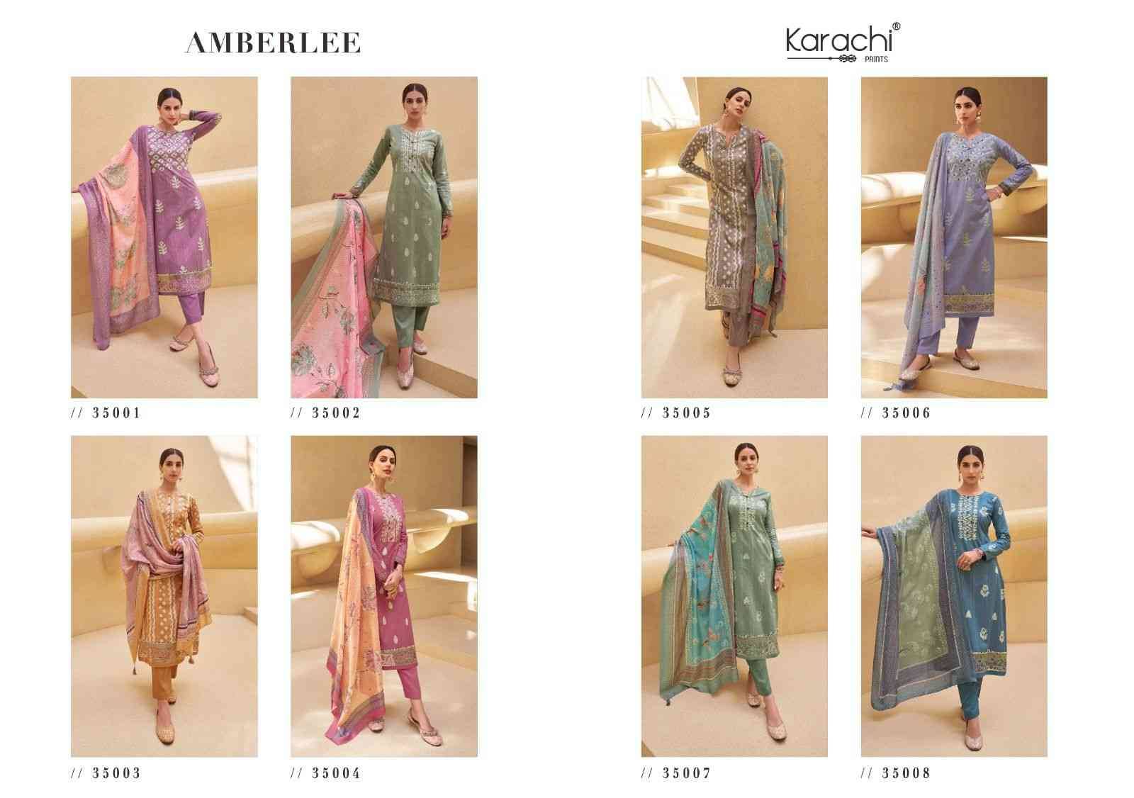 Amberlee By Karachi Prints 35001 To 35008 Series Beautiful Festive Suits Colorful Stylish Fancy Casual Wear & Ethnic Wear Pure Jam Satin Print With Work Dresses At Wholesale Price