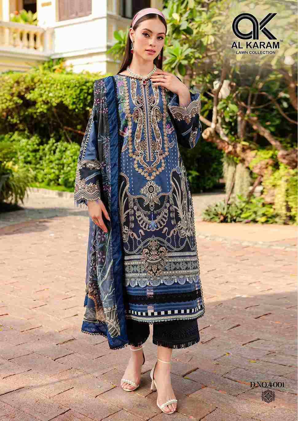 Florence Vol-4 By Al Karam Lawn Collection 4001 To 4006 Series Beautiful Pakistani Suits Stylish Fancy Colorful Casual Wear & Ethnic Wear Pure Cambric Dresses At Wholesale Price