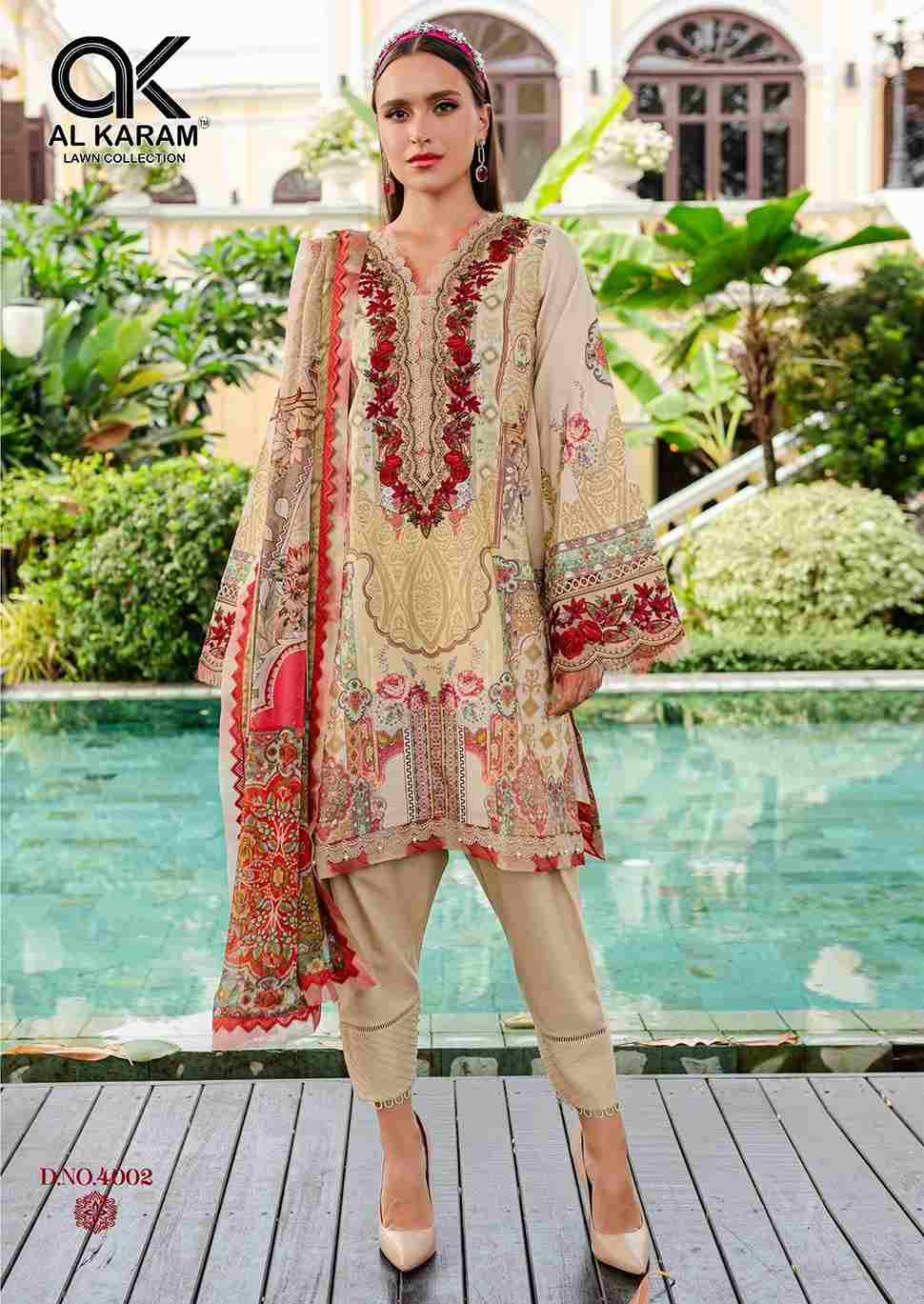 Florence Vol-4 By Al Karam Lawn Collection 4001 To 4006 Series Beautiful Pakistani Suits Stylish Fancy Colorful Casual Wear & Ethnic Wear Pure Cambric Dresses At Wholesale Price