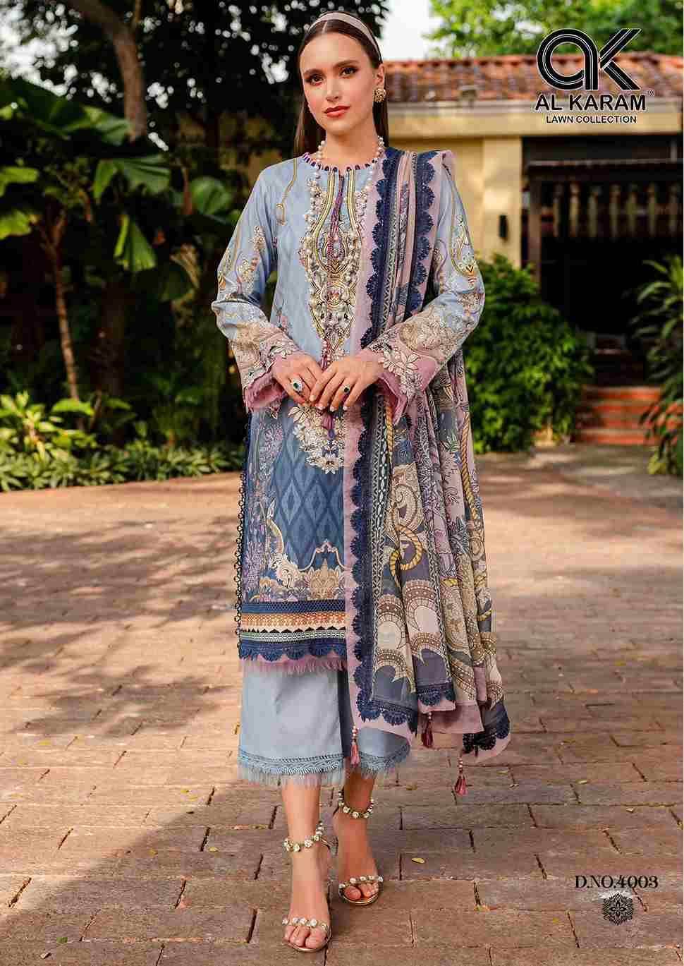 Florence Vol-4 By Al Karam Lawn Collection 4001 To 4006 Series Beautiful Pakistani Suits Stylish Fancy Colorful Casual Wear & Ethnic Wear Pure Cambric Dresses At Wholesale Price