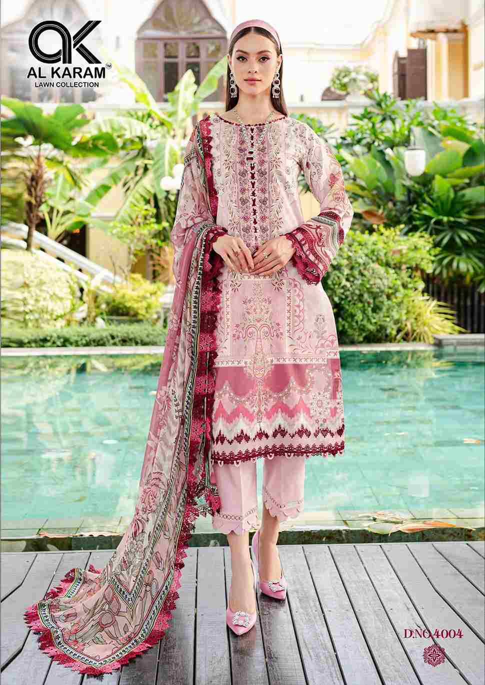 Florence Vol-4 By Al Karam Lawn Collection 4001 To 4006 Series Beautiful Pakistani Suits Stylish Fancy Colorful Casual Wear & Ethnic Wear Pure Cambric Dresses At Wholesale Price