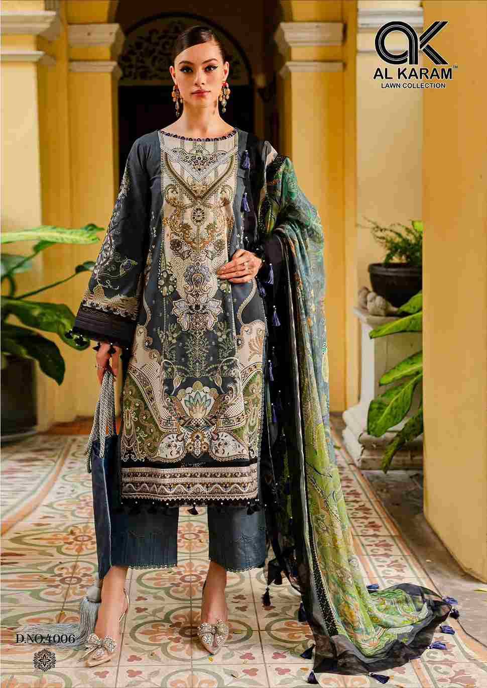 Florence Vol-4 By Al Karam Lawn Collection 4001 To 4006 Series Beautiful Pakistani Suits Stylish Fancy Colorful Casual Wear & Ethnic Wear Pure Cambric Dresses At Wholesale Price