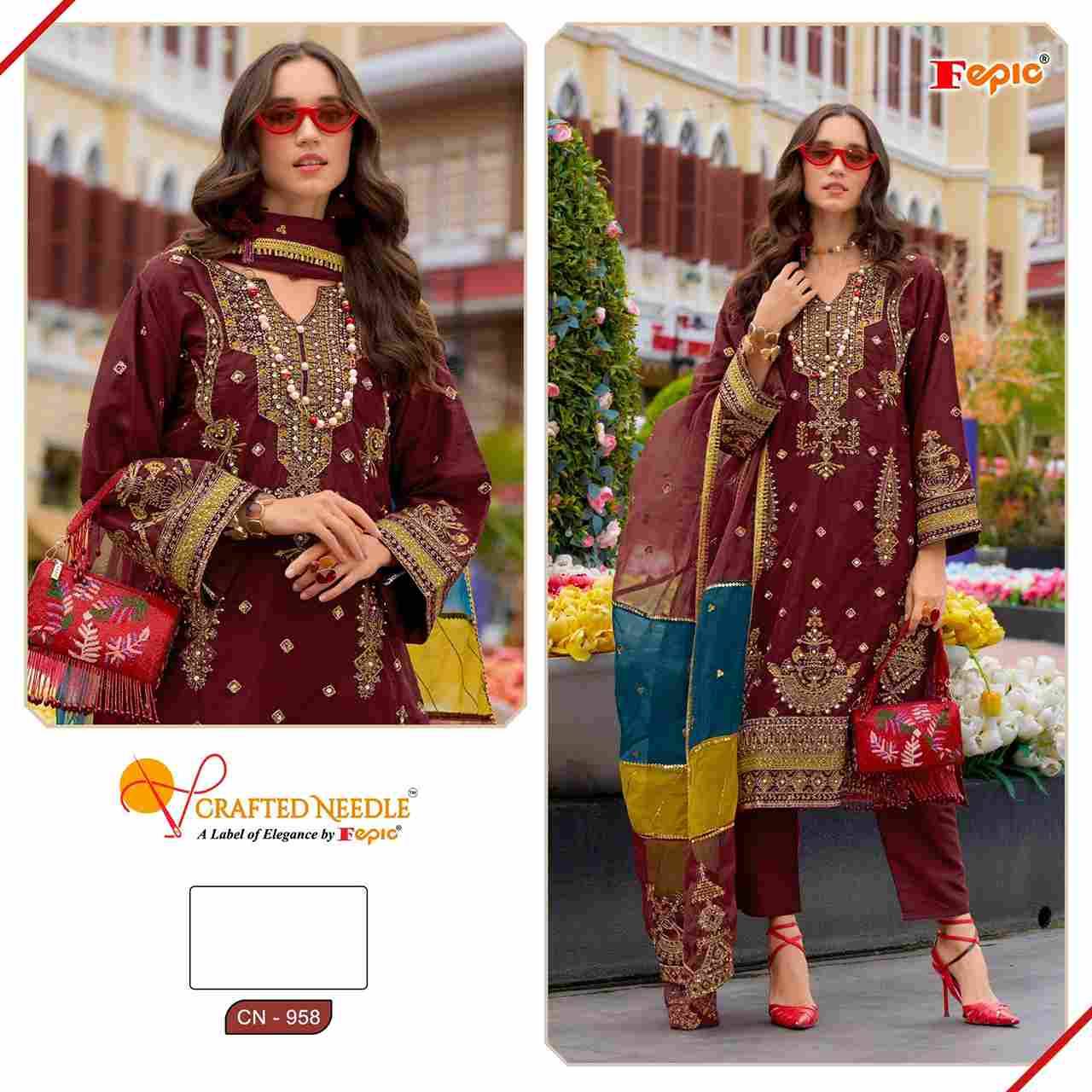 Fepic 958 Colours By Fepic 958-A To 958-C Series Beautiful Pakistani Suits Colorful Stylish Fancy Casual Wear & Ethnic Wear Pure Organza Embroidered Dresses At Wholesale Price