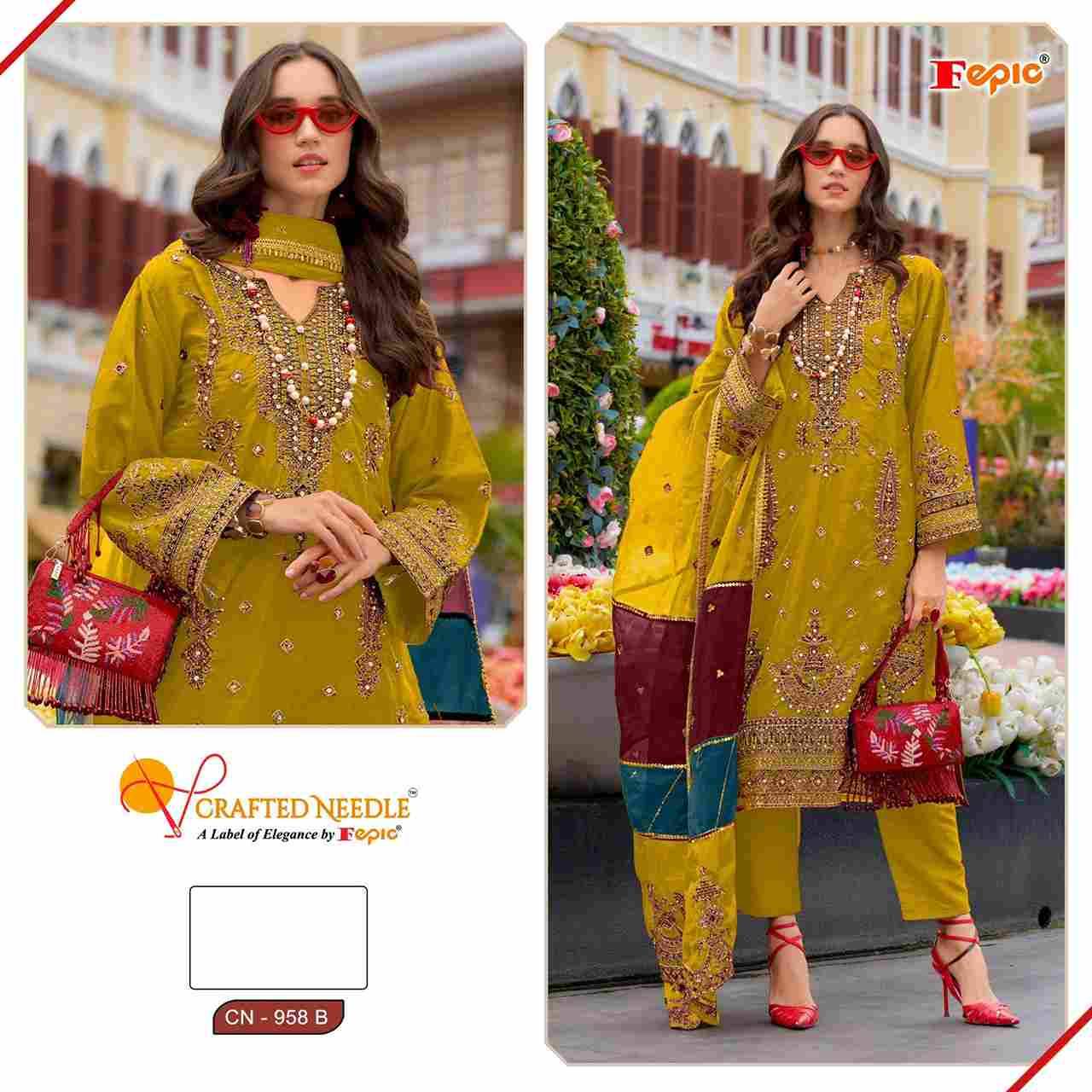 Fepic 958 Colours By Fepic 958-A To 958-C Series Beautiful Pakistani Suits Colorful Stylish Fancy Casual Wear & Ethnic Wear Pure Organza Embroidered Dresses At Wholesale Price