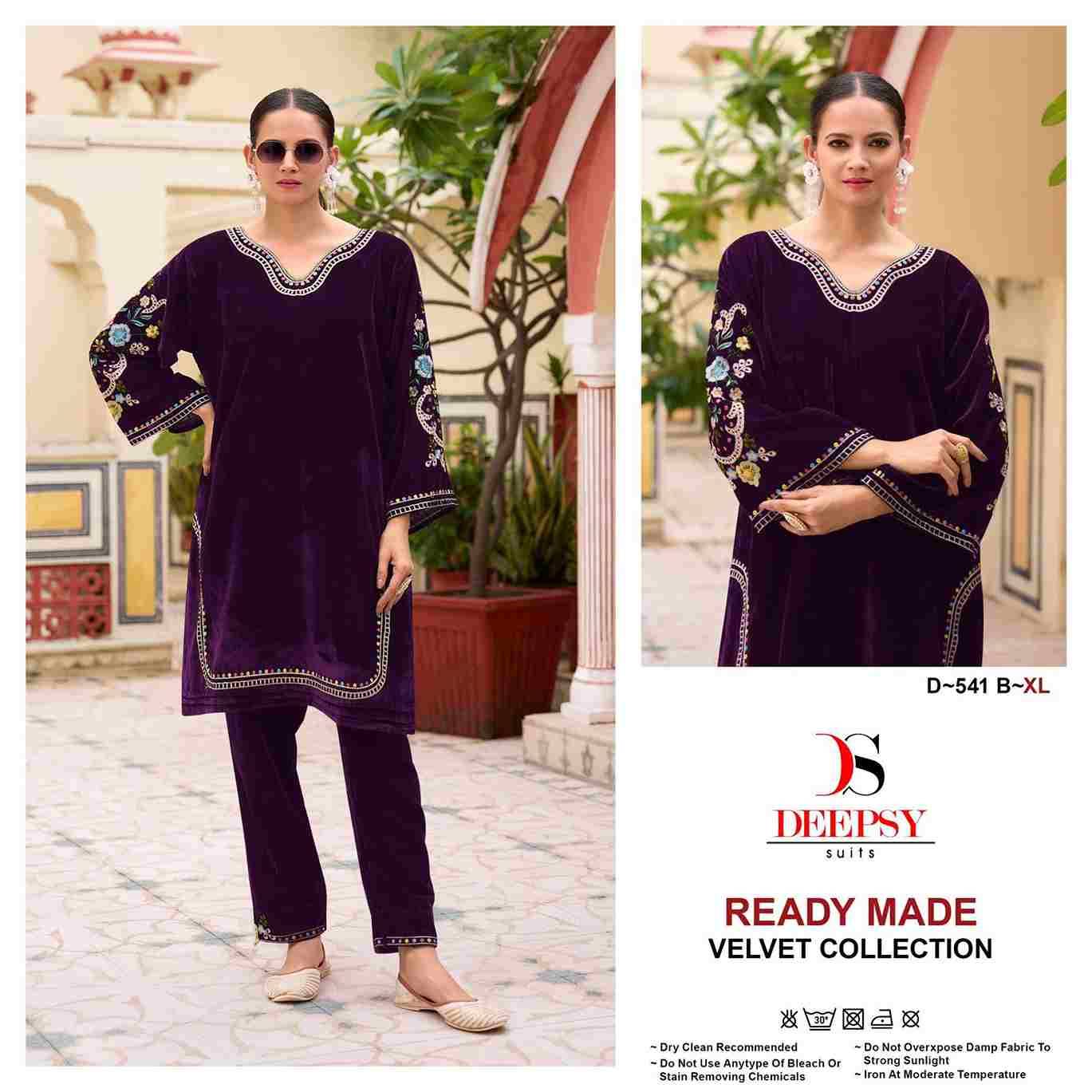 Deepsy Hit Design 541 Colours By Deepsy Suits 541-A To 541-D Series Designer Pakistani Suits Collection Beautiful Stylish Fancy Colorful Party Wear & Occasional Wear Velvet Kurtis With Bottom At Wholesale Price