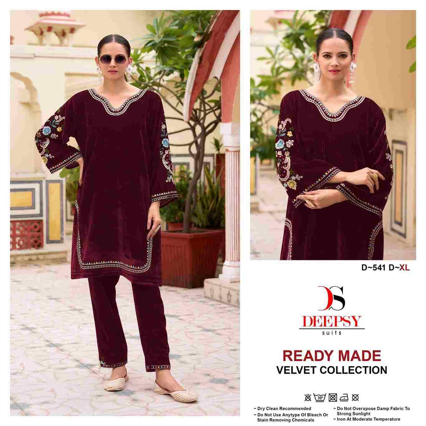 Deepsy Hit Design 541 Colours By Deepsy Suits 541-A To 541-D Series Designer Pakistani Suits Collection Beautiful Stylish Fancy Colorful Party Wear & Occasional Wear Velvet Kurtis With Bottom At Wholesale Price