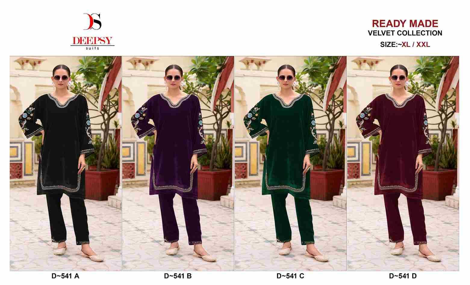 Deepsy Hit Design 541 Colours By Deepsy Suits 541-A To 541-D Series Designer Pakistani Suits Collection Beautiful Stylish Fancy Colorful Party Wear & Occasional Wear Velvet Kurtis With Bottom At Wholesale Price