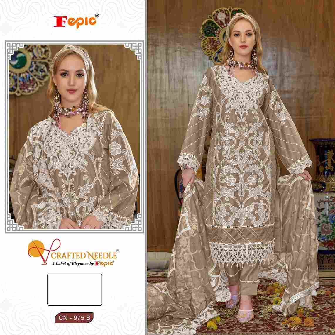 Fepic 975 Colours By Fepic 975-A To 975-C Series Beautiful Pakistani Suits Colorful Stylish Fancy Casual Wear & Ethnic Wear Pure Organza Embroidered Dresses At Wholesale Price