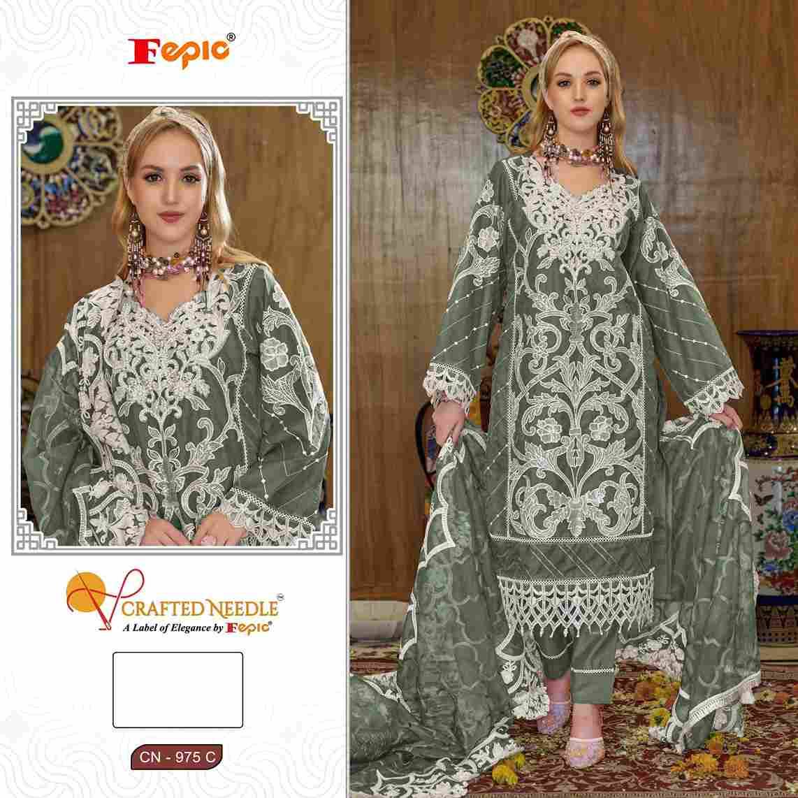 Fepic 975 Colours By Fepic 975-A To 975-C Series Beautiful Pakistani Suits Colorful Stylish Fancy Casual Wear & Ethnic Wear Pure Organza Embroidered Dresses At Wholesale Price