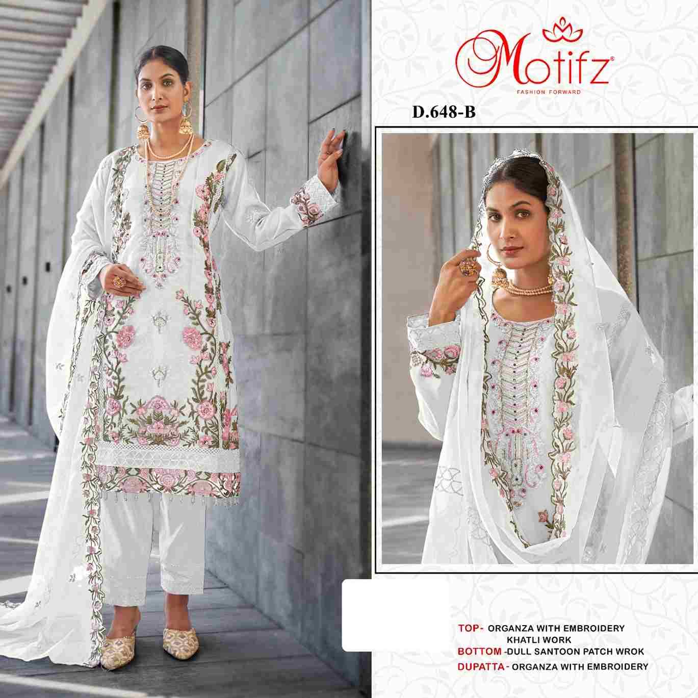 Motifz Hit Design 648 Colours By Motifz 648-A To 648-D Series Beautiful Pakistani Suits Colorful Stylish Fancy Casual Wear & Ethnic Wear Organza Dresses At Wholesale Price