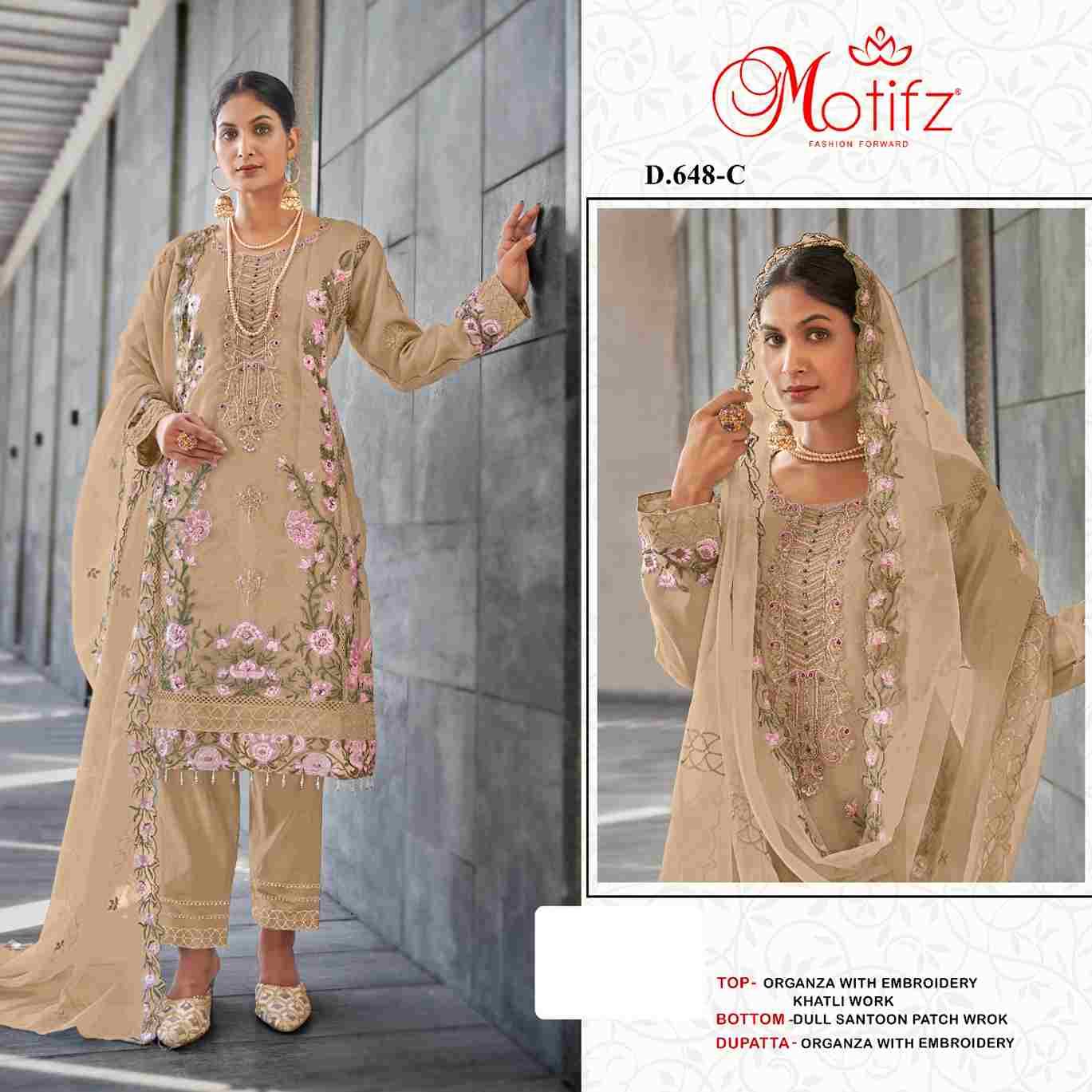 Motifz Hit Design 648 Colours By Motifz 648-A To 648-D Series Beautiful Pakistani Suits Colorful Stylish Fancy Casual Wear & Ethnic Wear Organza Dresses At Wholesale Price