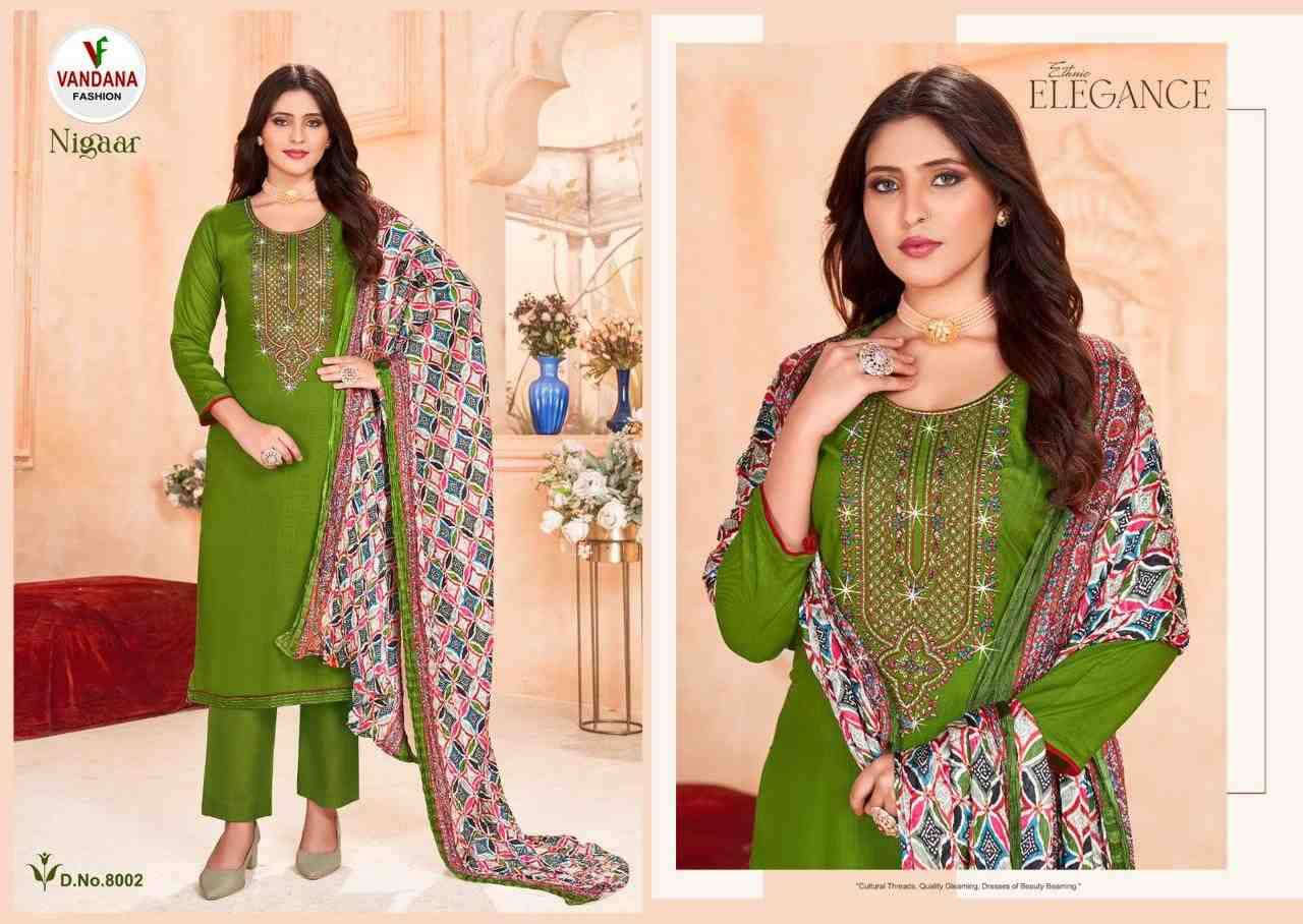 Nigaar Vol-8 By Vandana Fashion 8001 To 8008 Series Beautiful Festive Suits Stylish Fancy Colorful Casual Wear & Ethnic Wear Heavy Rayon Slub Print Dresses At Wholesale Price