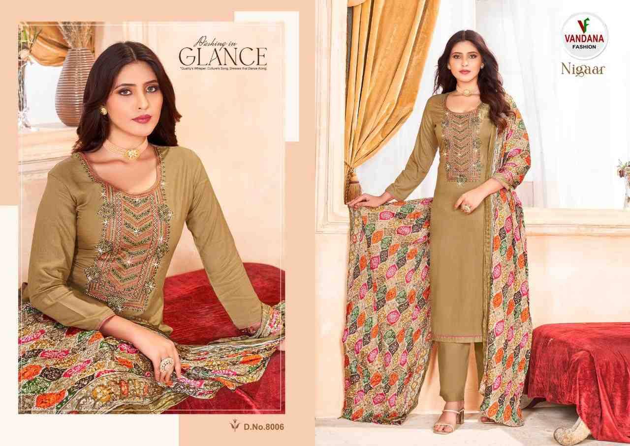 Nigaar Vol-8 By Vandana Fashion 8001 To 8008 Series Beautiful Festive Suits Stylish Fancy Colorful Casual Wear & Ethnic Wear Heavy Rayon Slub Print Dresses At Wholesale Price