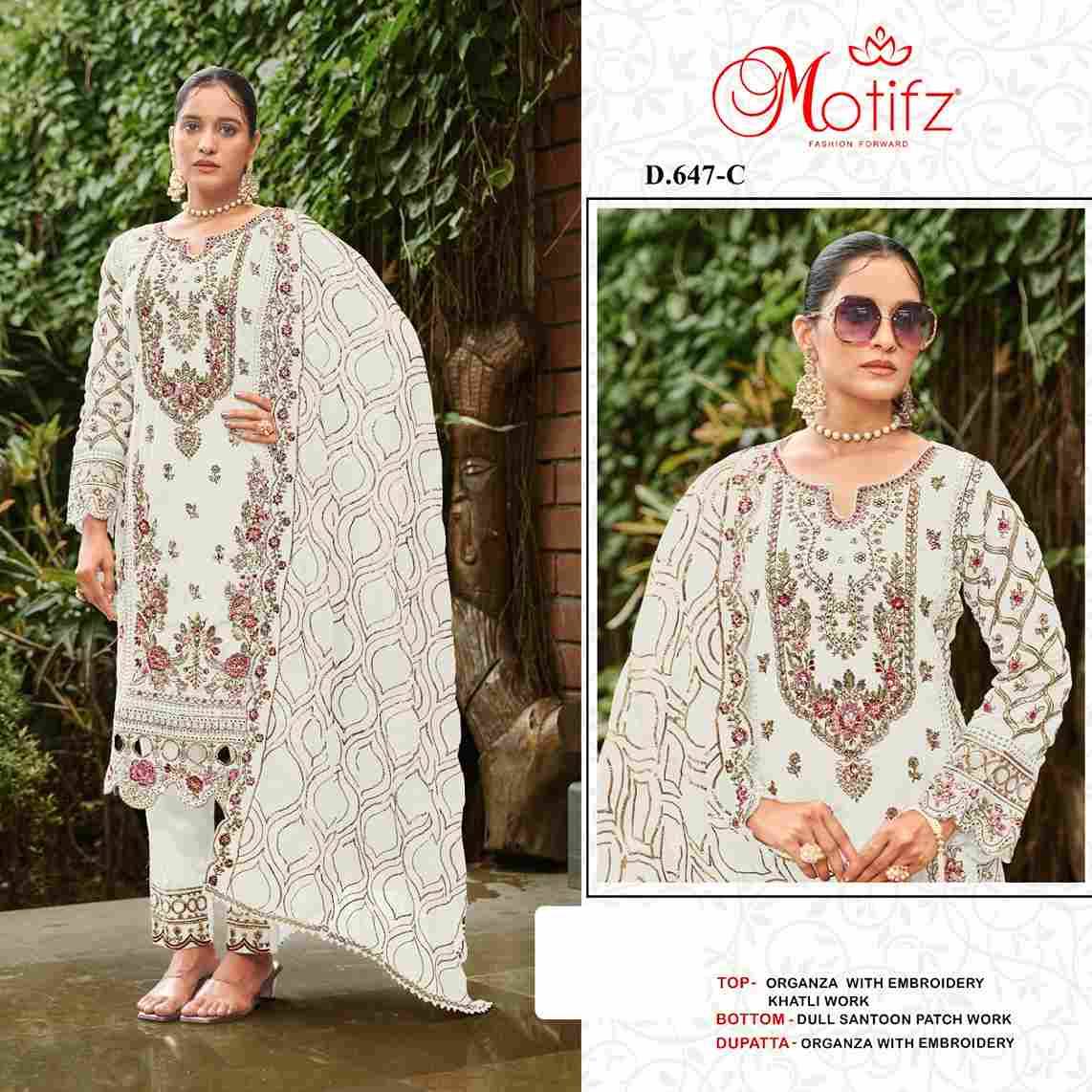 Motifz Hit Design 647 Colours By Motifz 647-A To 647-D Series Beautiful Pakistani Suits Colorful Stylish Fancy Casual Wear & Ethnic Wear Organza Dresses At Wholesale Price